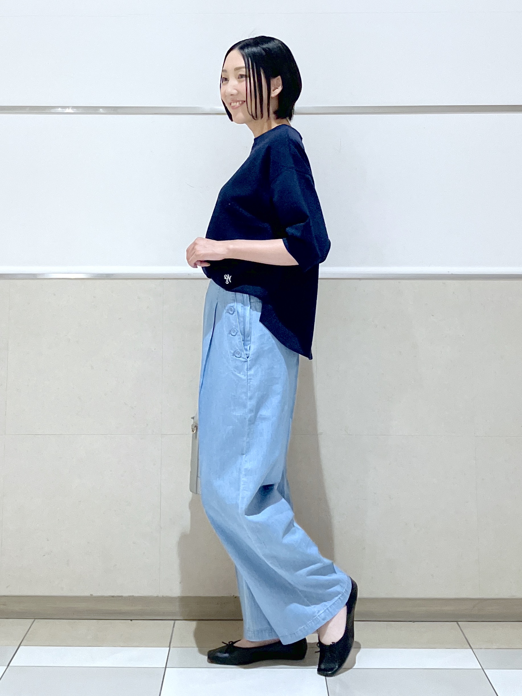 eriko さんの「Dessin｜【360度可愛い】バックヘンリーカットソー5分袖」を使ったコーディネート