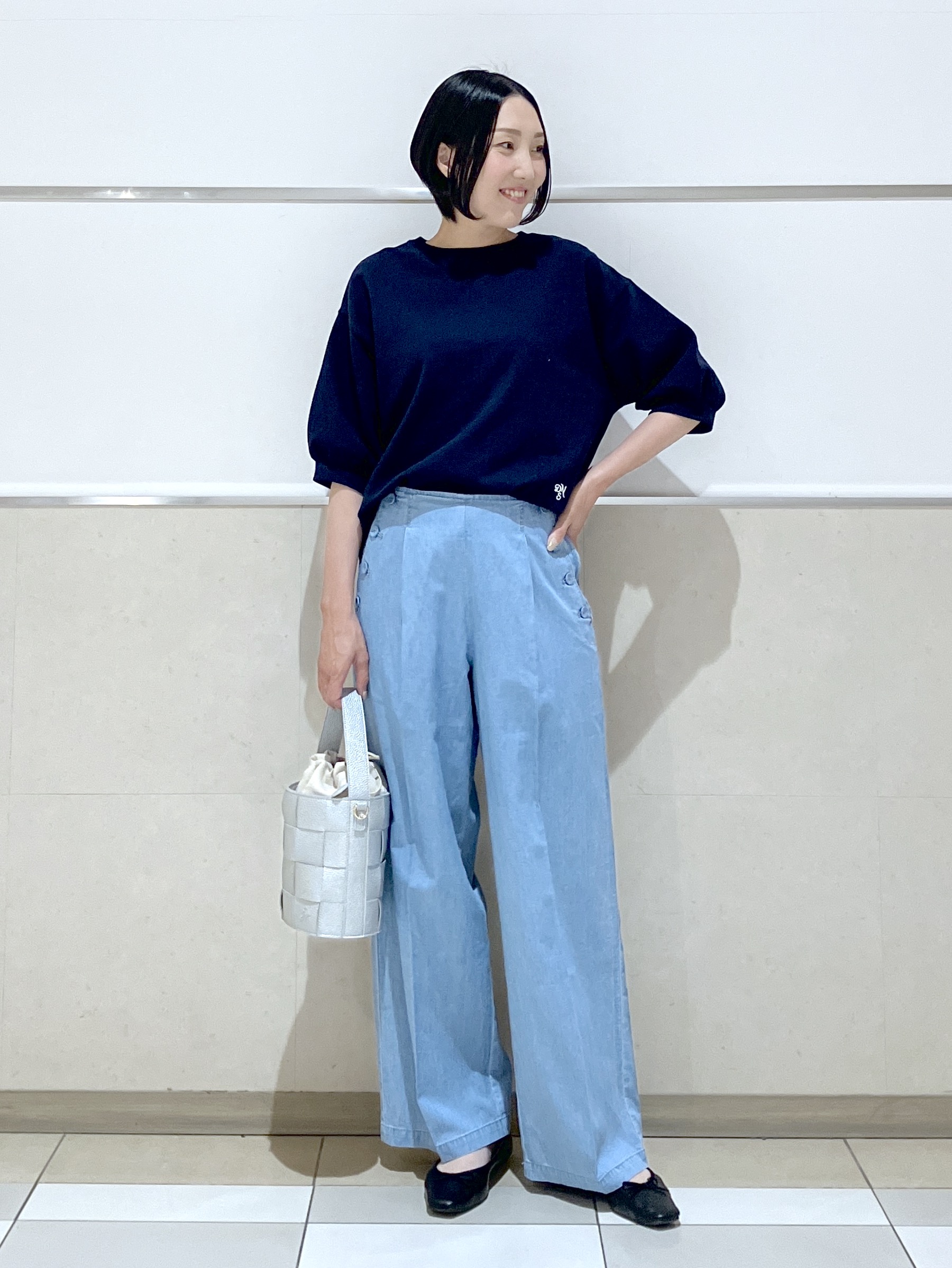 eriko さんの「Dessin｜【360度可愛い】バックヘンリーカットソー5分袖」を使ったコーディネート
