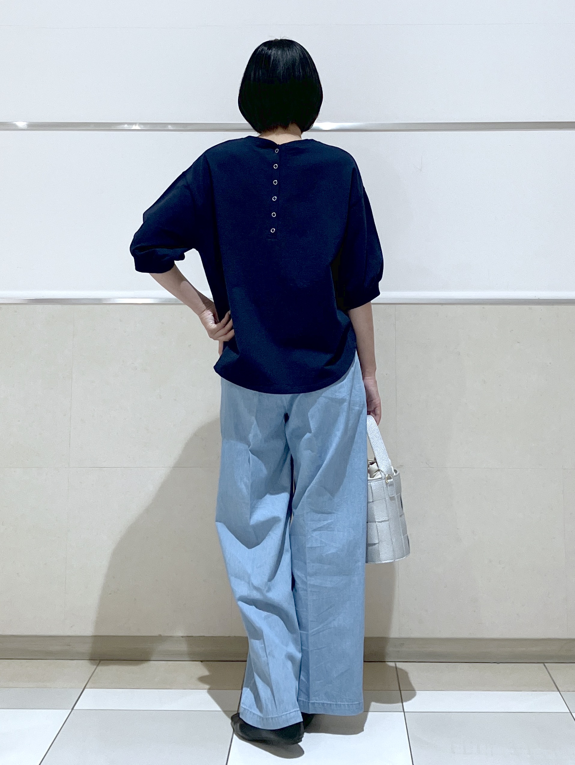 eriko さんの「Dessin｜【360度可愛い】バックヘンリーカットソー5分袖」を使ったコーディネート