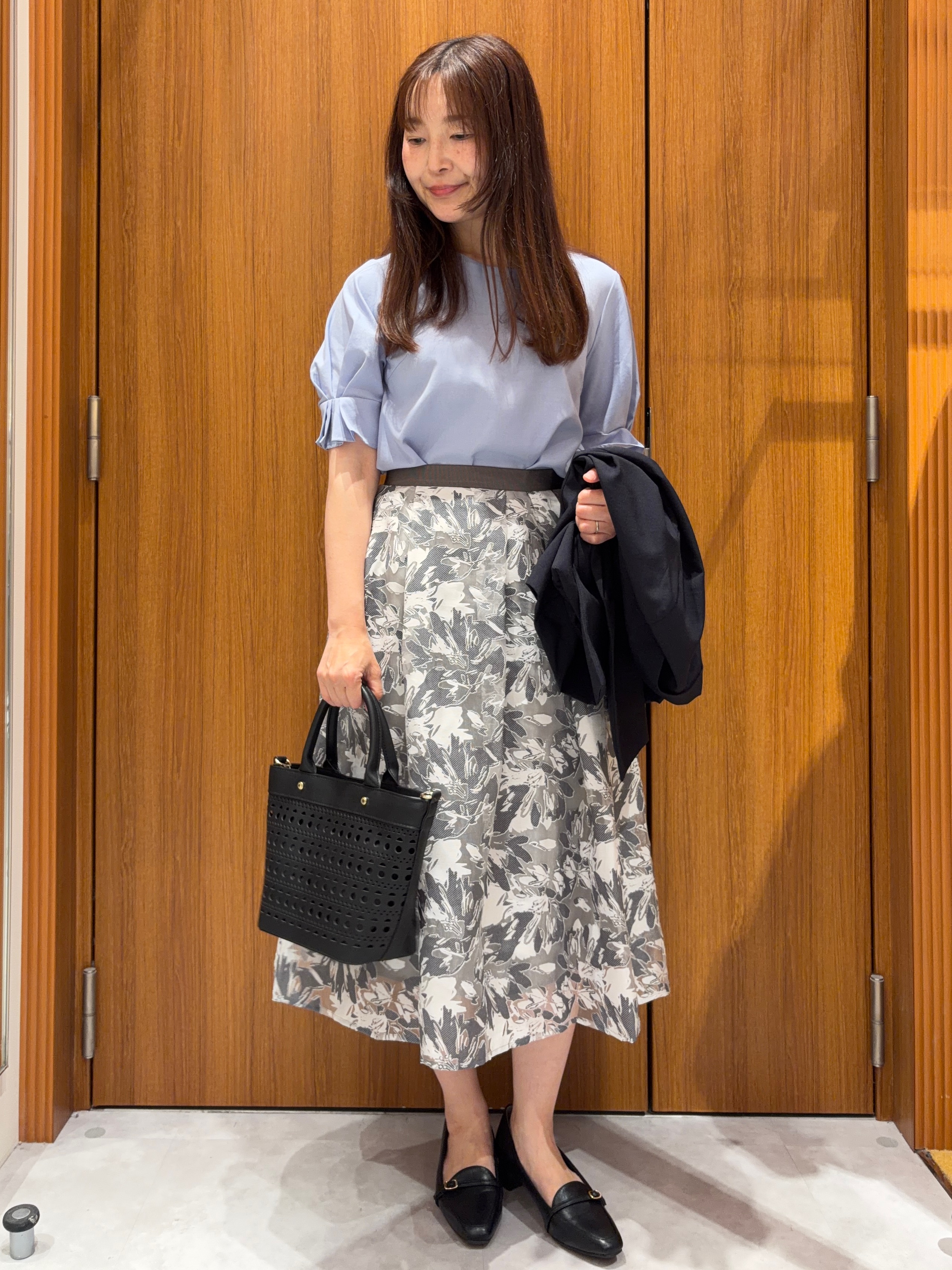 アスカさんの「index｜《再入荷》ダブルブレストテーラードジャケット【接触冷感／吸水速乾／イージーアイロン／防シワ／洗濯機O」を使ったコーディネート