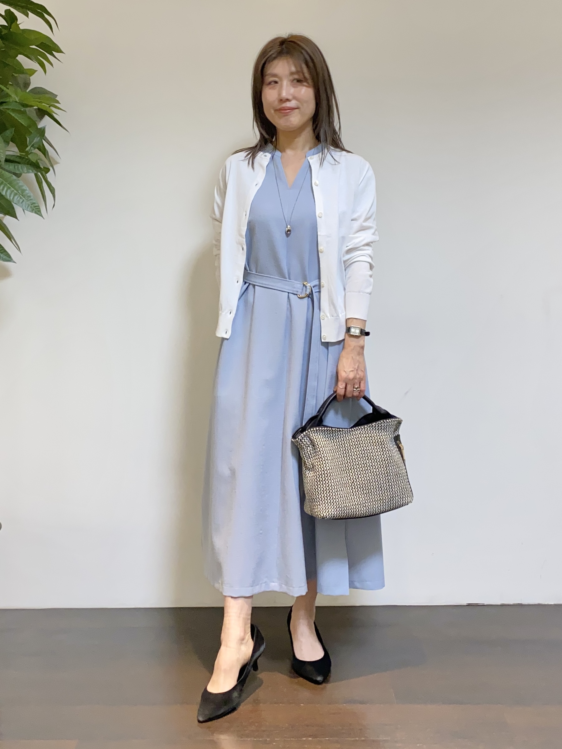 tomoさんの「UNTITLED｜◆【9色展開/アンサンブル可】コットンクルーネックカーディガン」を使ったコーディネート