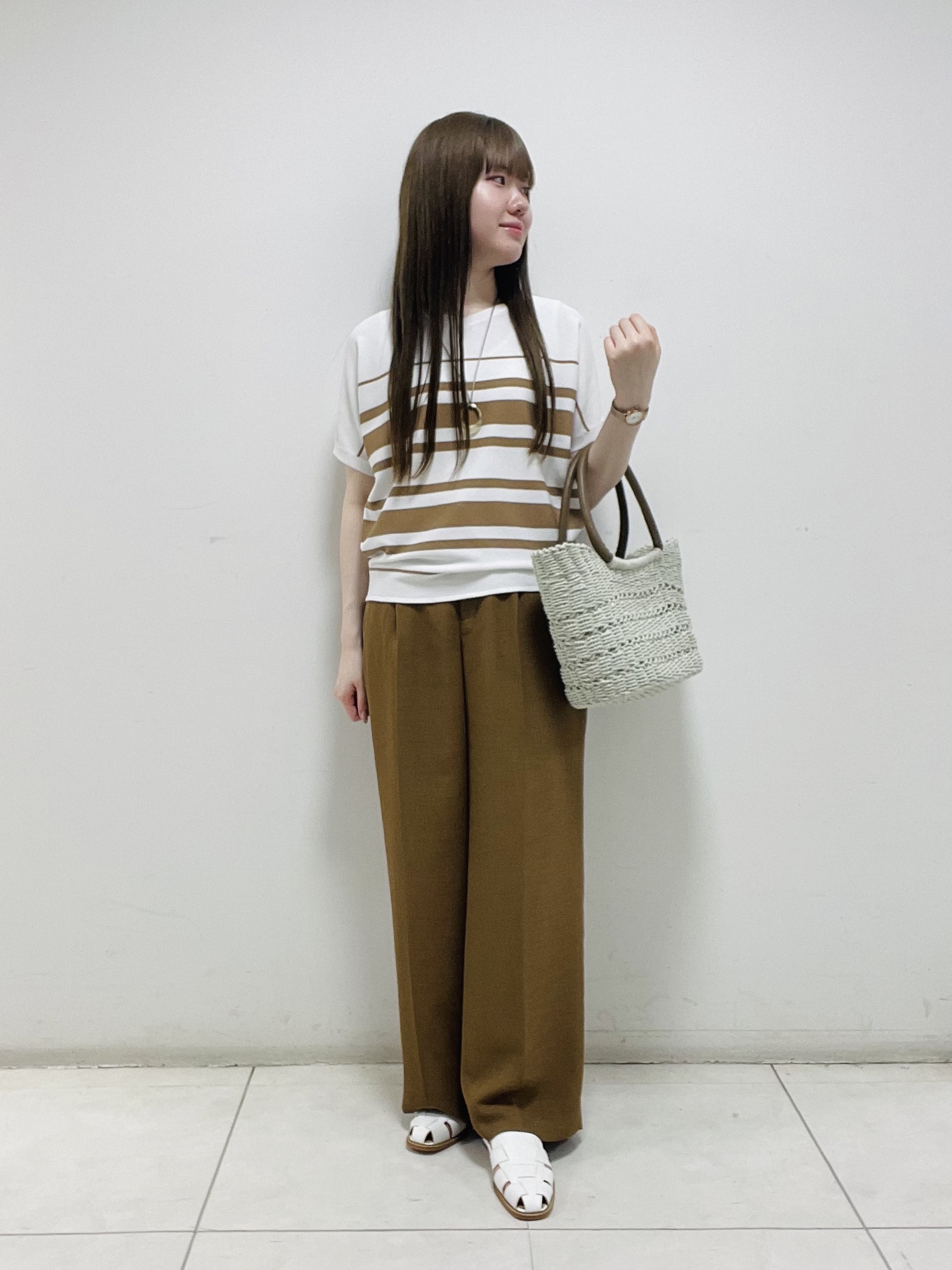 mさんの「INDIVI｜【洗える】ガーター編みVネックニットT」を使ったコーディネート