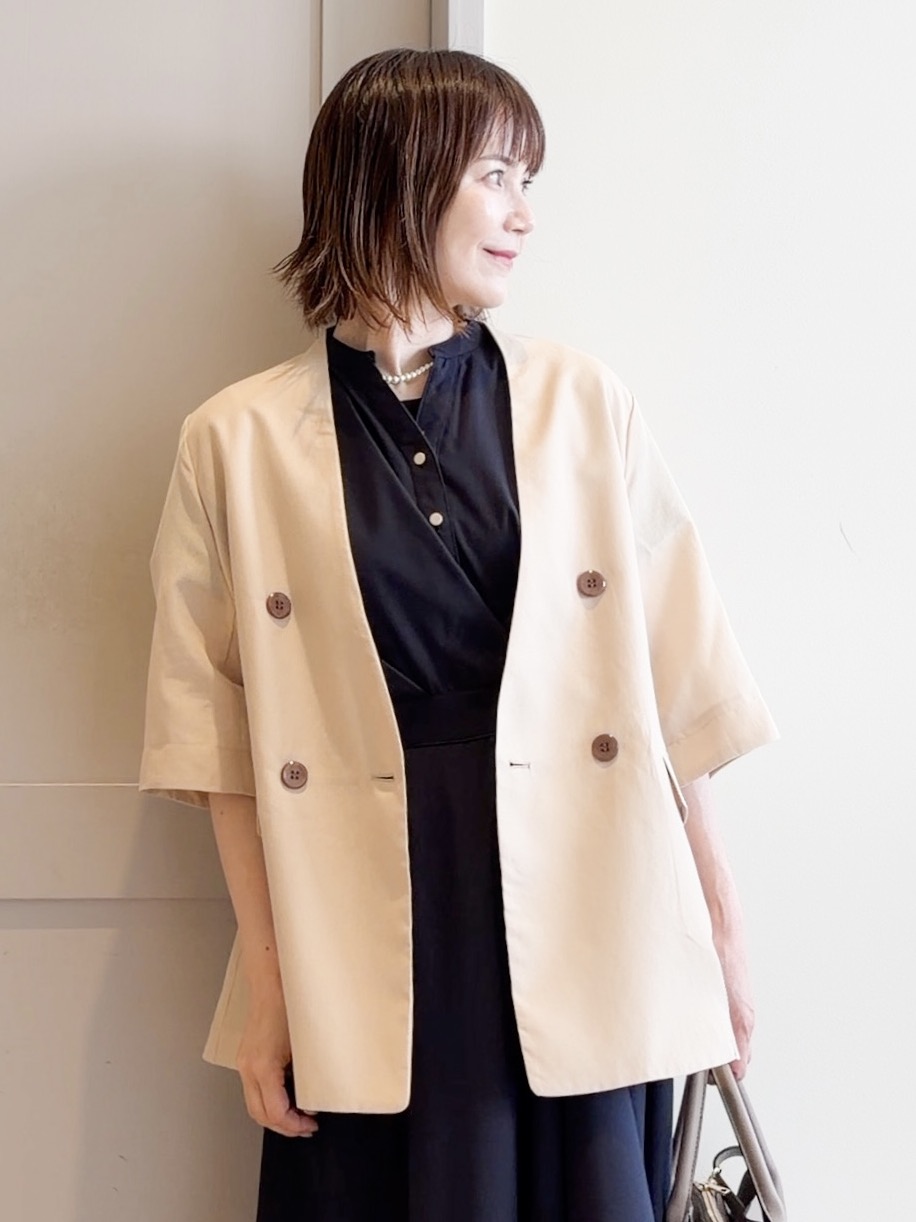 yamakoさんの「grove｜【洗濯機OK/ひんやり】軽く羽織れるハーフスリーブジャケット」を使ったコーディネート