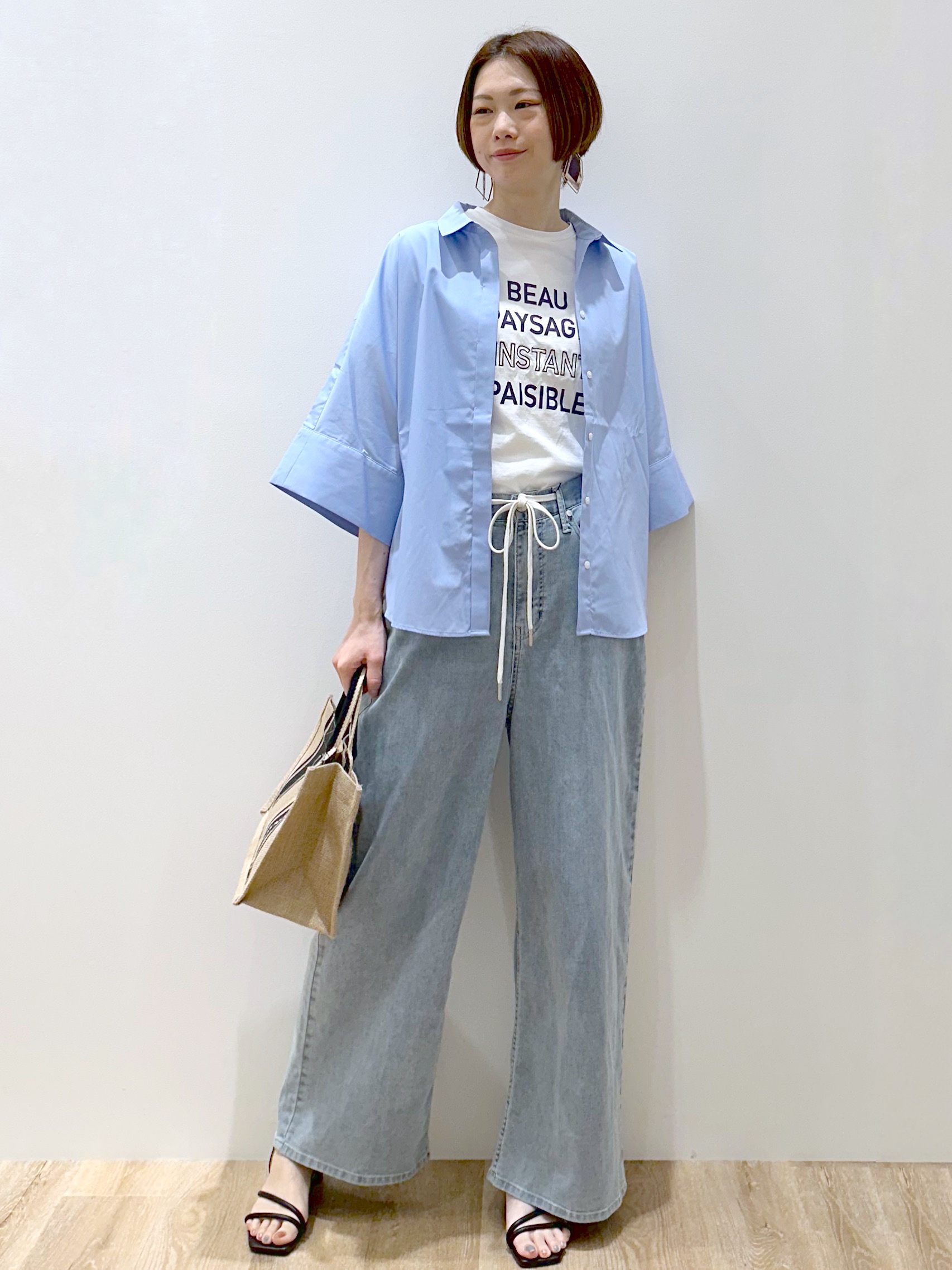 yurieさんの「OPAQUE.CLIP｜【接触冷感】ハーフスリーブシャツ《洗濯機OK／防シワ加工》」を使ったコーディネート