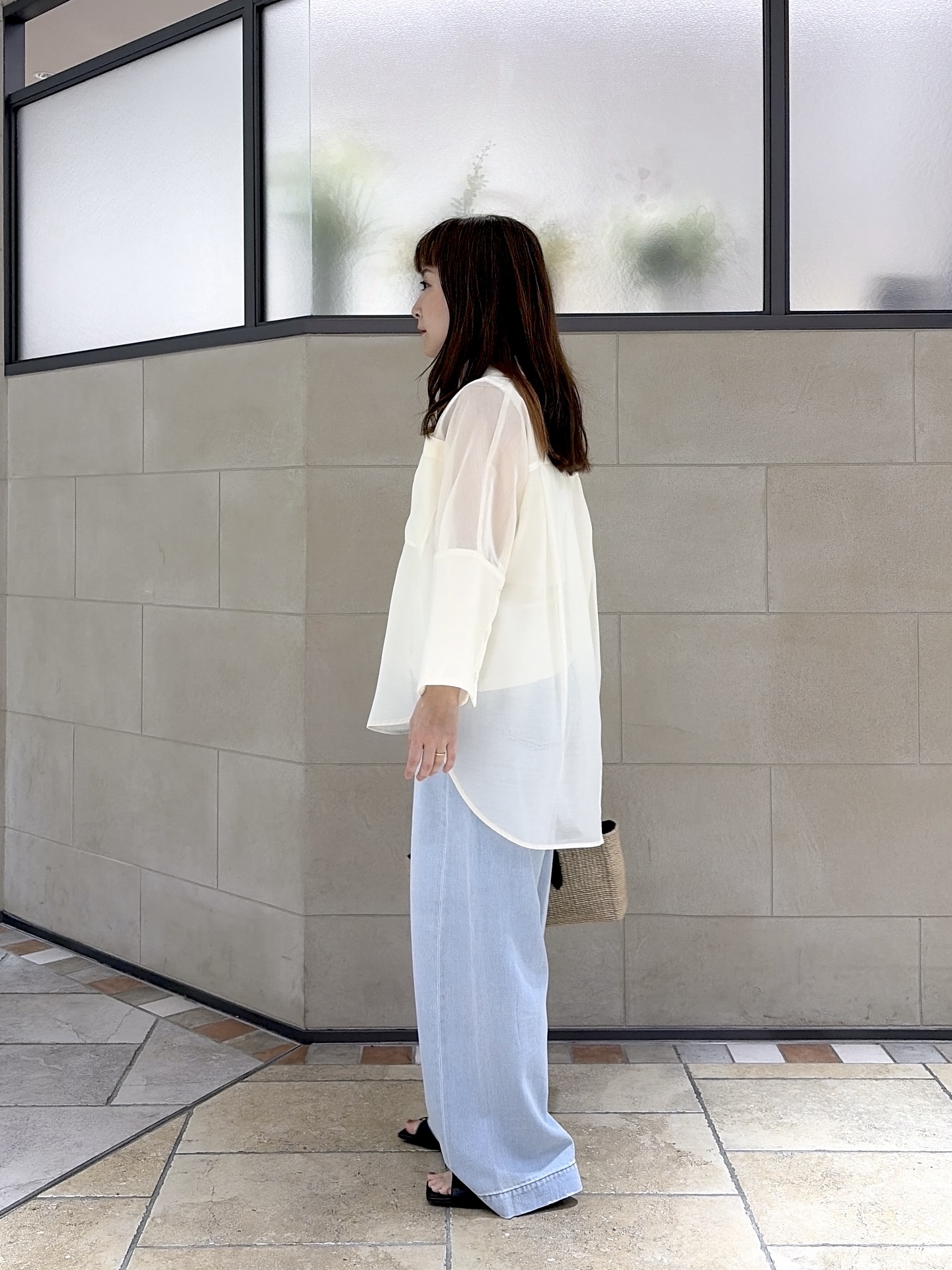 よねさんの「INDIVI｜【接触冷感】シアーコクーンブラウス」を使ったコーディネート