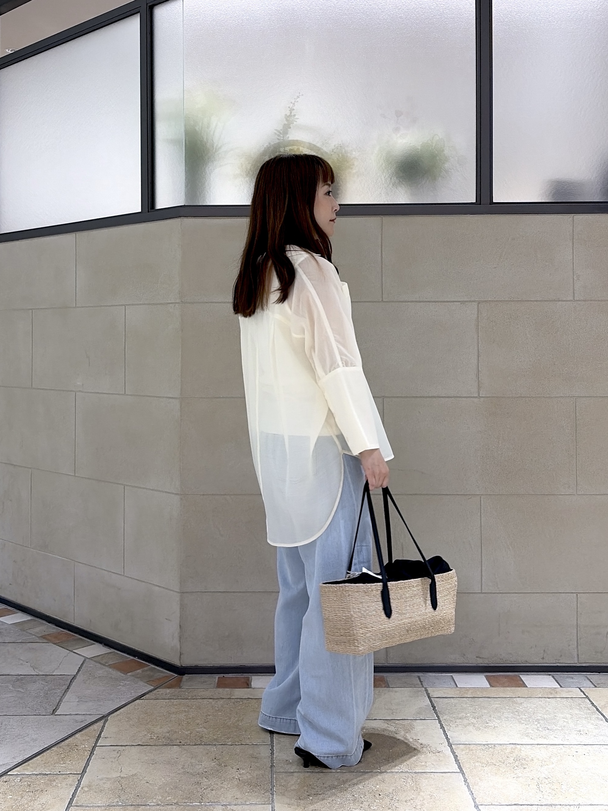 よねさんの「INDIVI｜【接触冷感】シアーコクーンブラウス」を使ったコーディネート