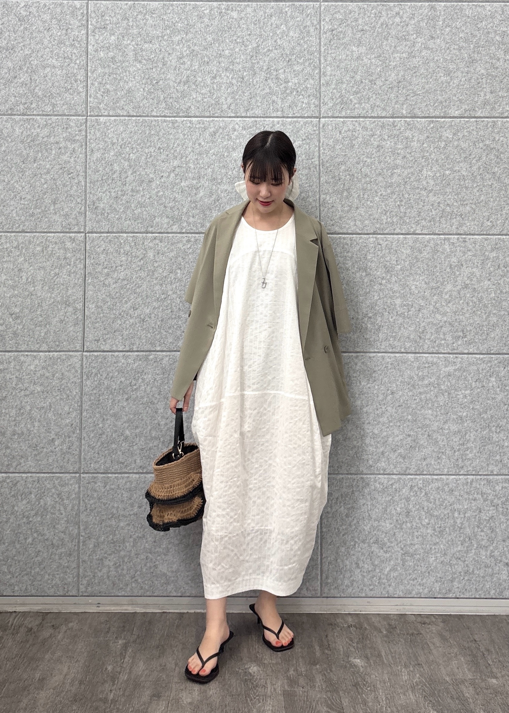 Renoさんの「INDIVI｜Comfy SET UP｜ハーフスリーブジャケット【セットアップ対応／通勤／接触冷感／UVカット】」を使ったコーディネート