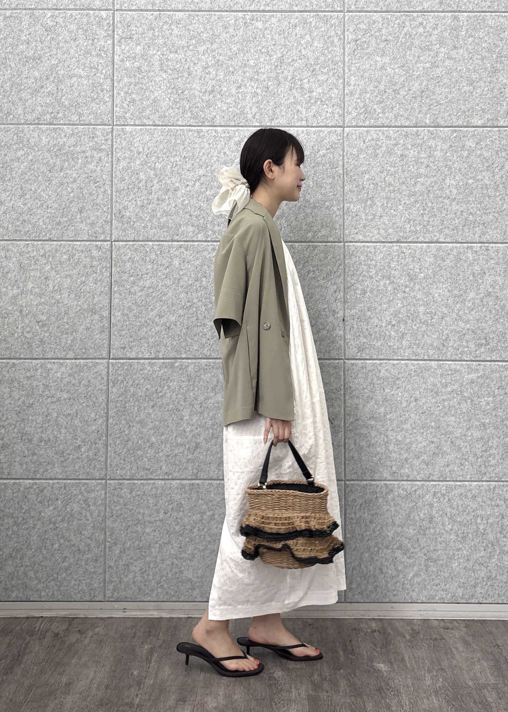 Renoさんの「INDIVI｜Comfy SET UP｜ハーフスリーブジャケット【セットアップ対応／通勤／接触冷感／UVカット】」を使ったコーディネート