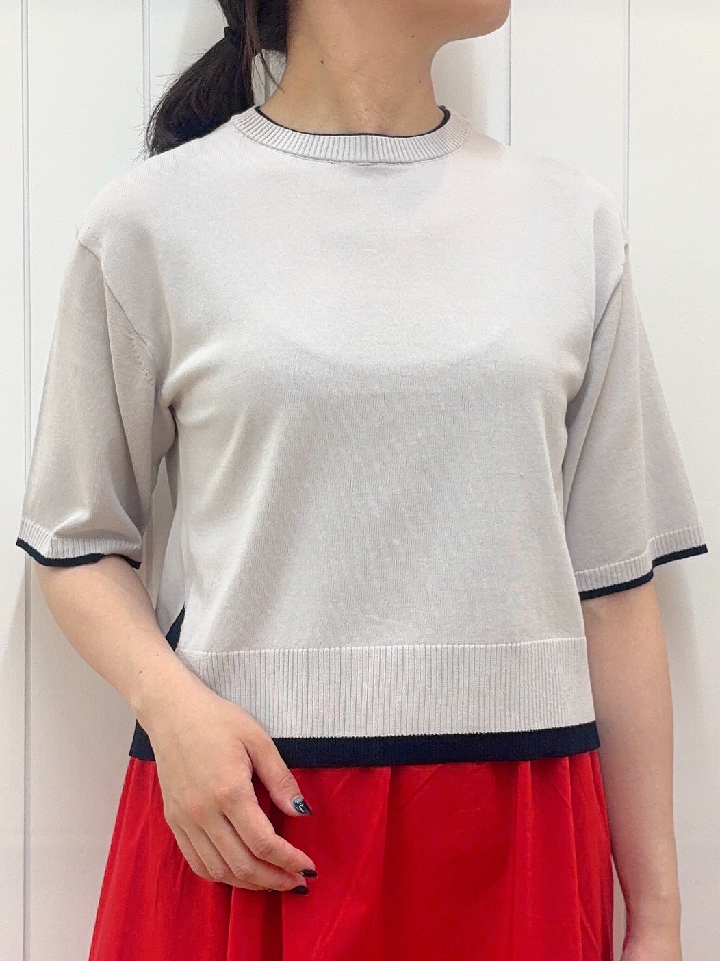 Mayaさんの「Dessin｜【洗える】バイカラーボクシーシルエットニット」を使ったコーディネート