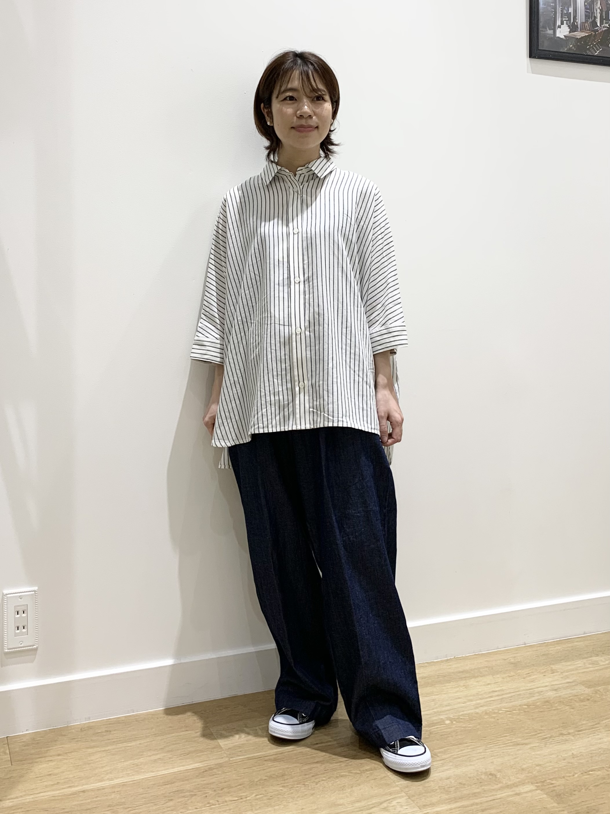 IMARIさんの「Dessin｜【セットアップ可/洗える】リネンブレンドドルマンシャツ」を使ったコーディネート