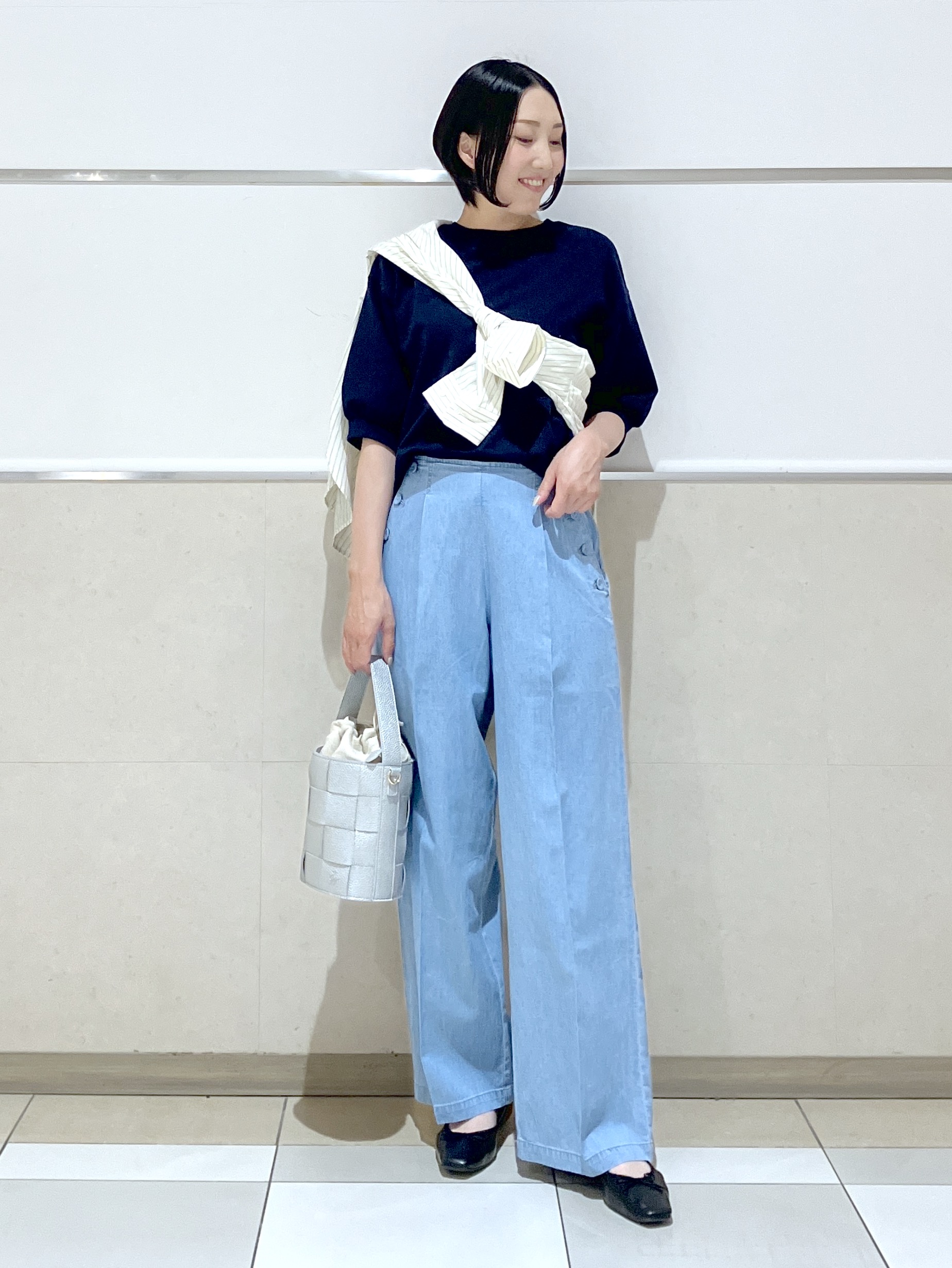 eriko さんの「Dessin｜【360度可愛い】バックヘンリーカットソー5分袖」を使ったコーディネート