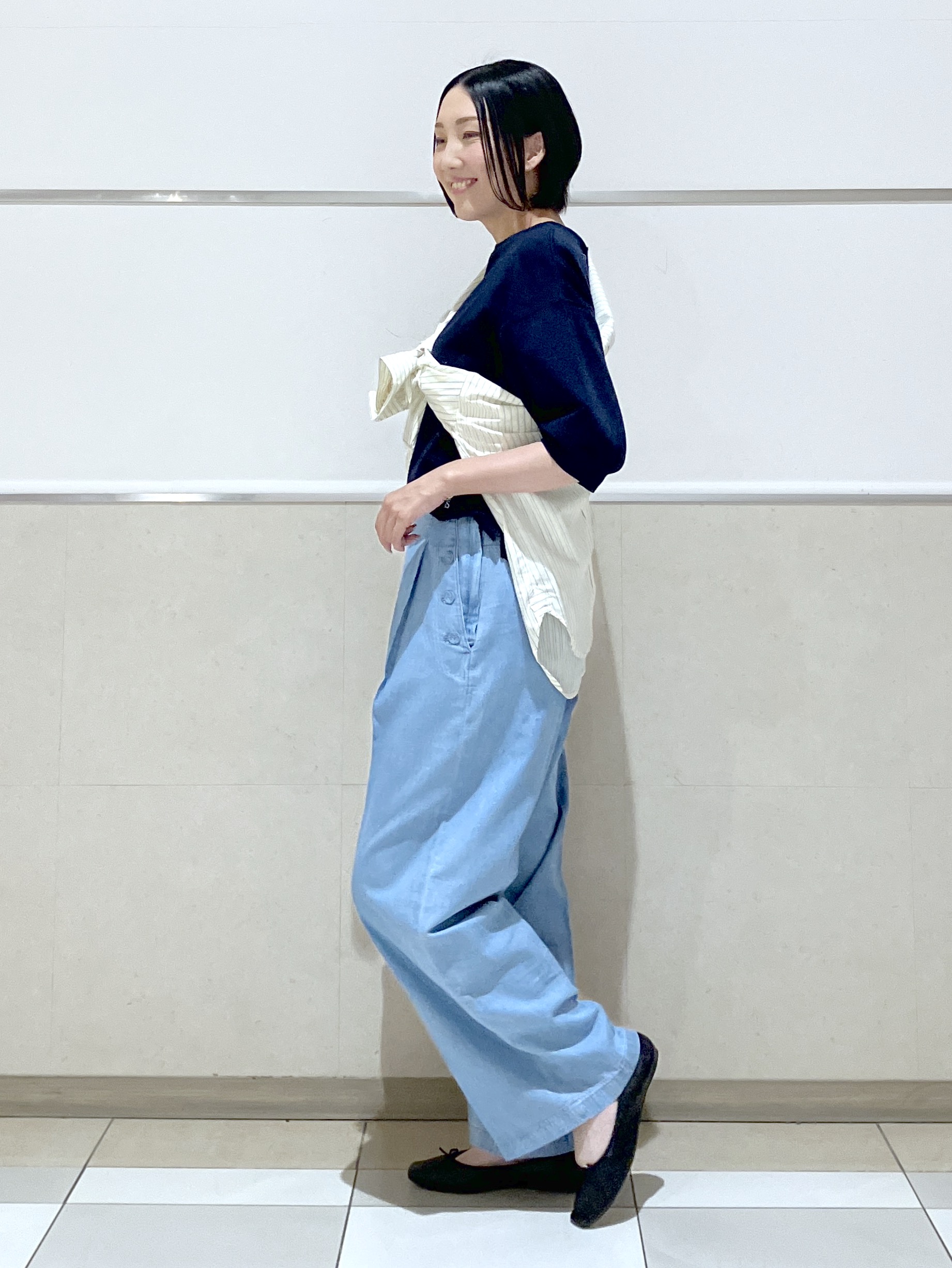 eriko さんの「Dessin｜【360度可愛い】バックヘンリーカットソー5分袖」を使ったコーディネート