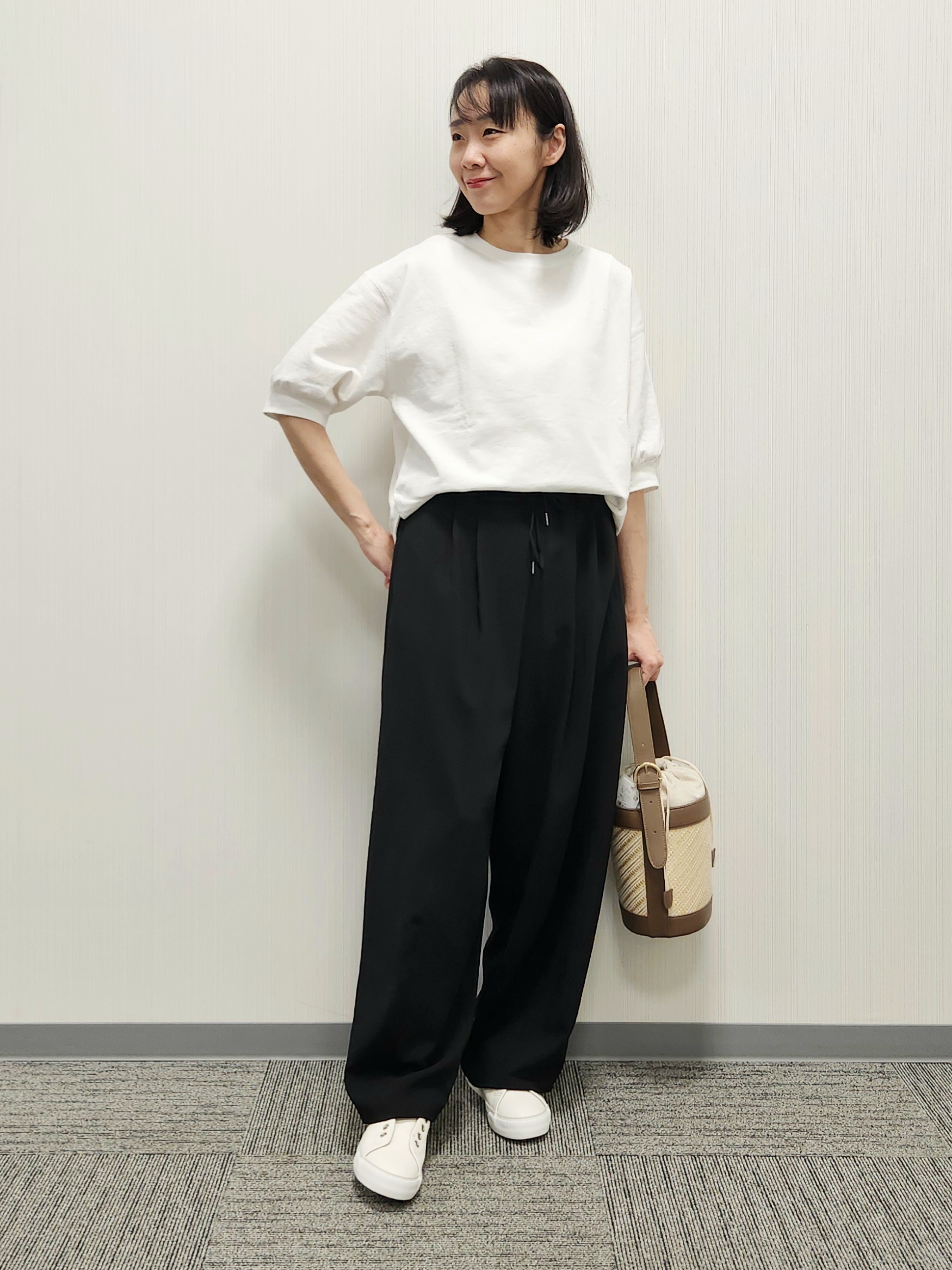 naraさんの「Dessin｜【360度可愛い】バックヘンリーカットソー5分袖」を使ったコーディネート