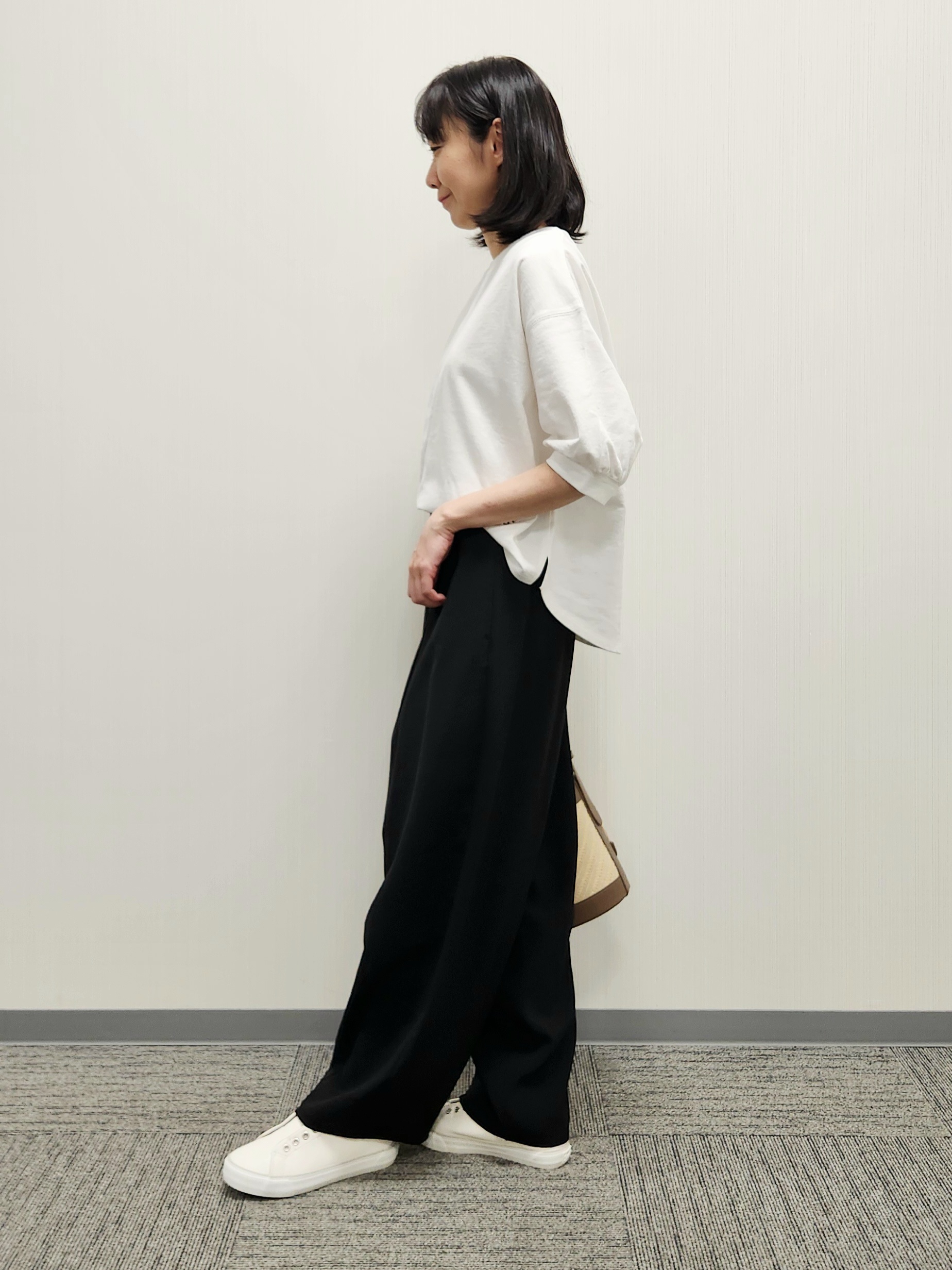 naraさんの「Dessin｜【360度可愛い】バックヘンリーカットソー5分袖」を使ったコーディネート