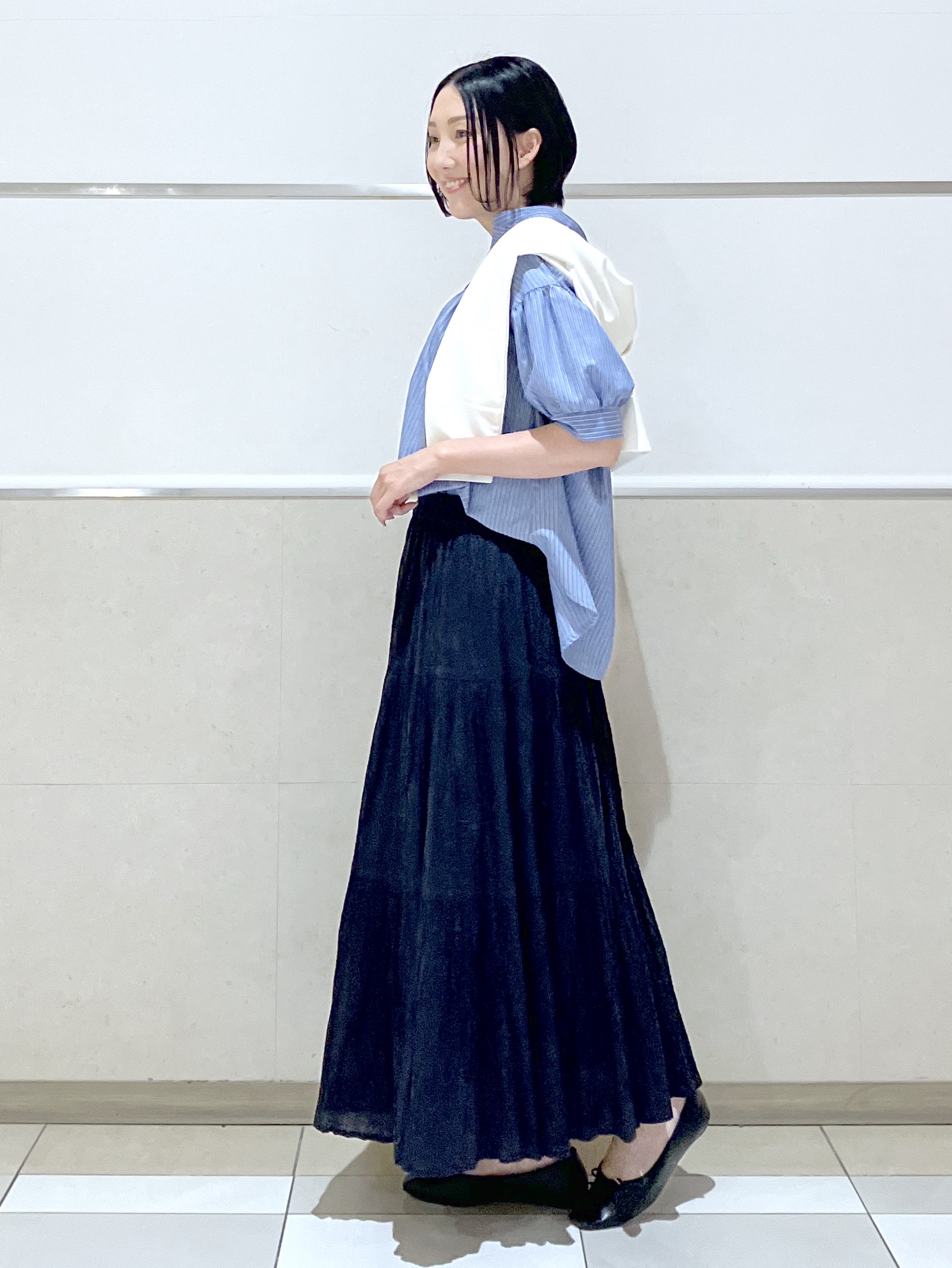 eriko さんの「Dessin｜【洗える】ストライプスキッパーシャツ」を使ったコーディネート