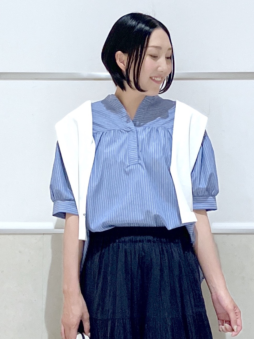 eriko さんの「Dessin｜【洗える】ストライプスキッパーシャツ」を使ったコーディネート