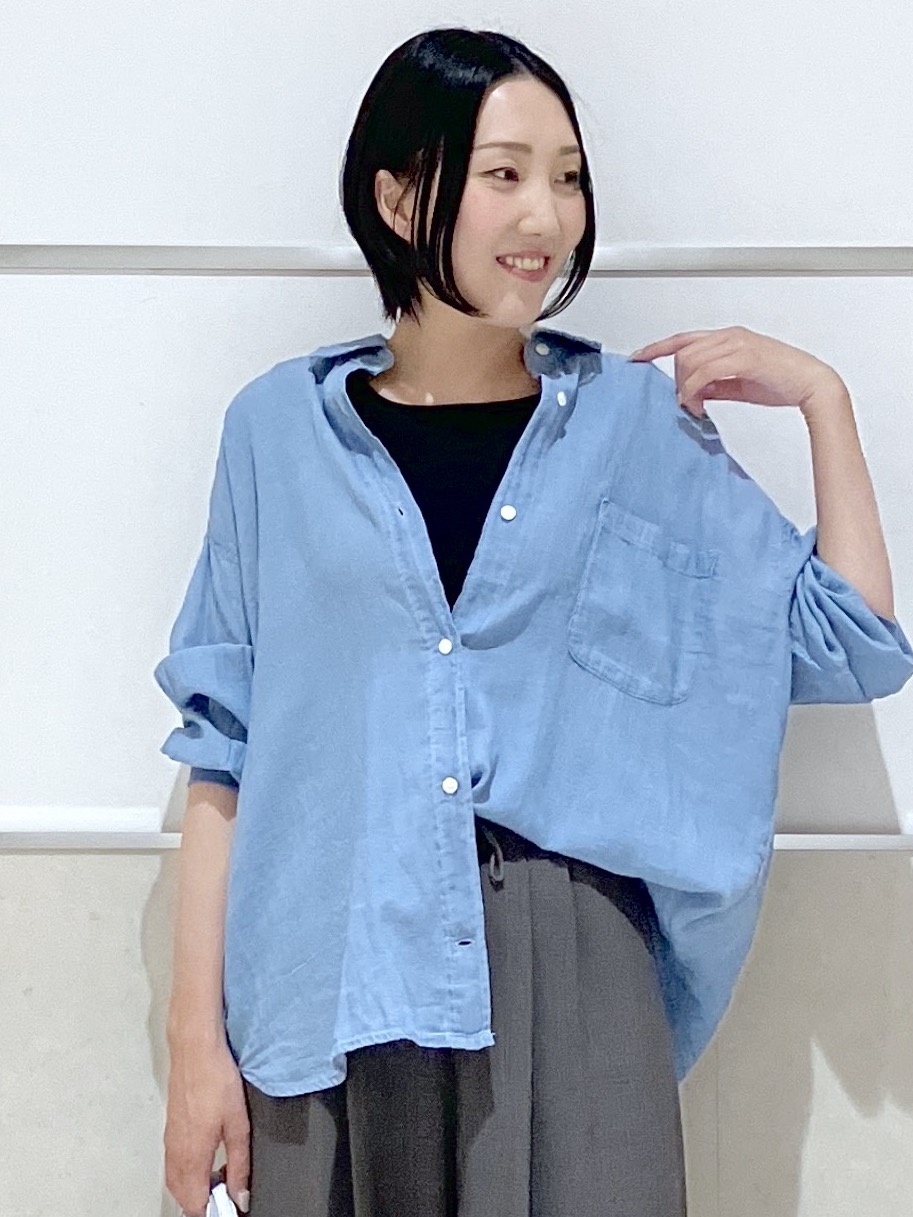 eriko さんの「Dessin｜【セットアップ可/洗える】2オンスシアーデニムシャツ」を使ったコーディネート