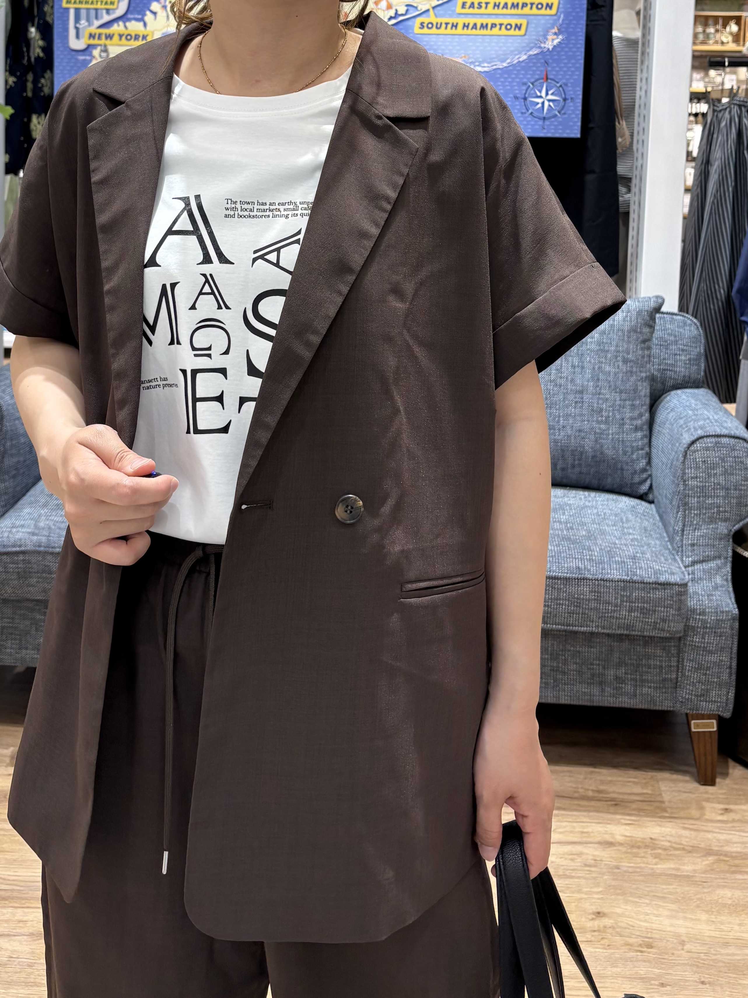 yuinaさんの「Dessin｜【接触冷感/セットアップ可】セミワイドストレートパンツ」を使ったコーディネート