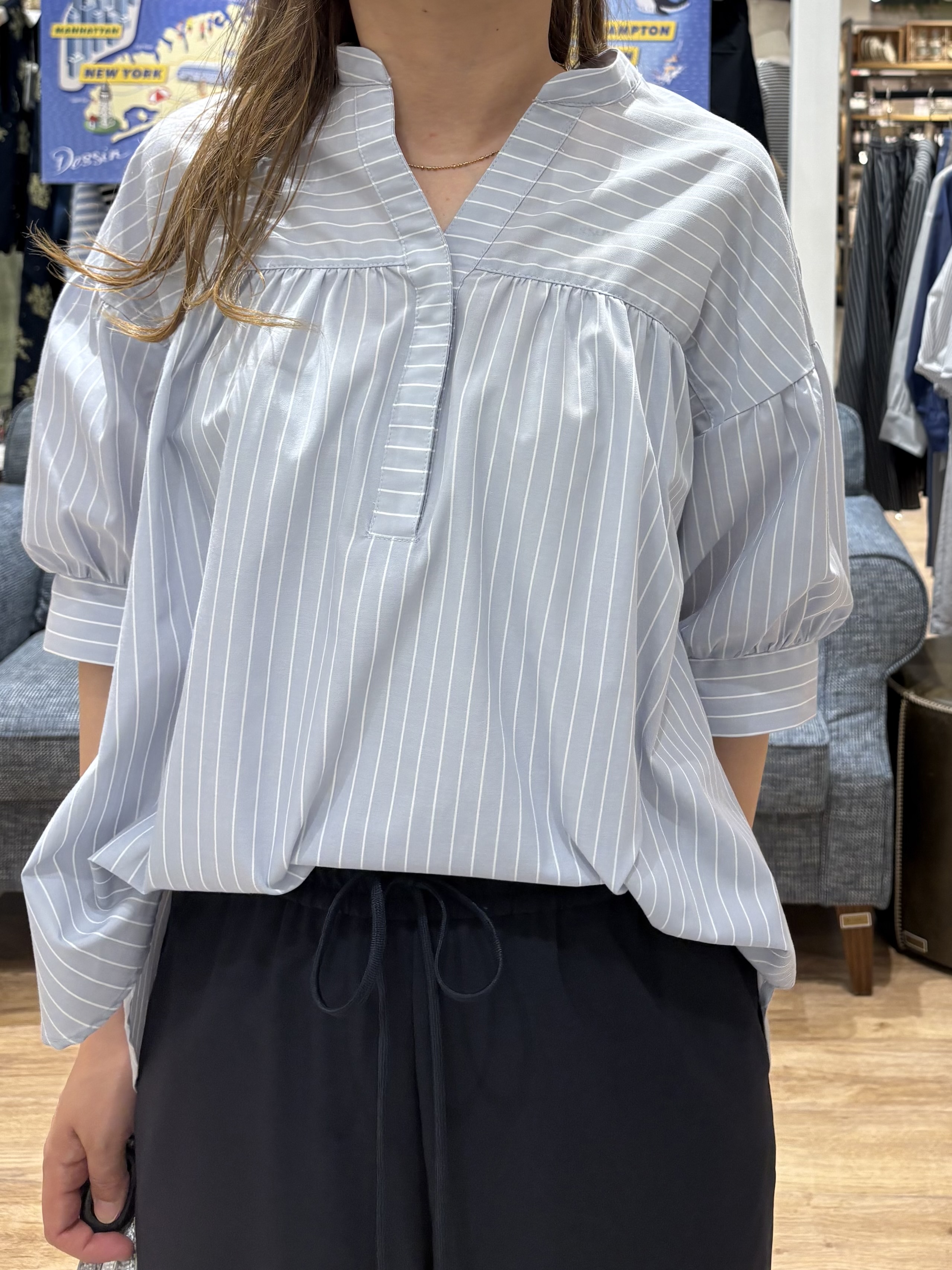 yuinaさんの「Dessin｜【洗える】ストライプスキッパーシャツ」を使ったコーディネート