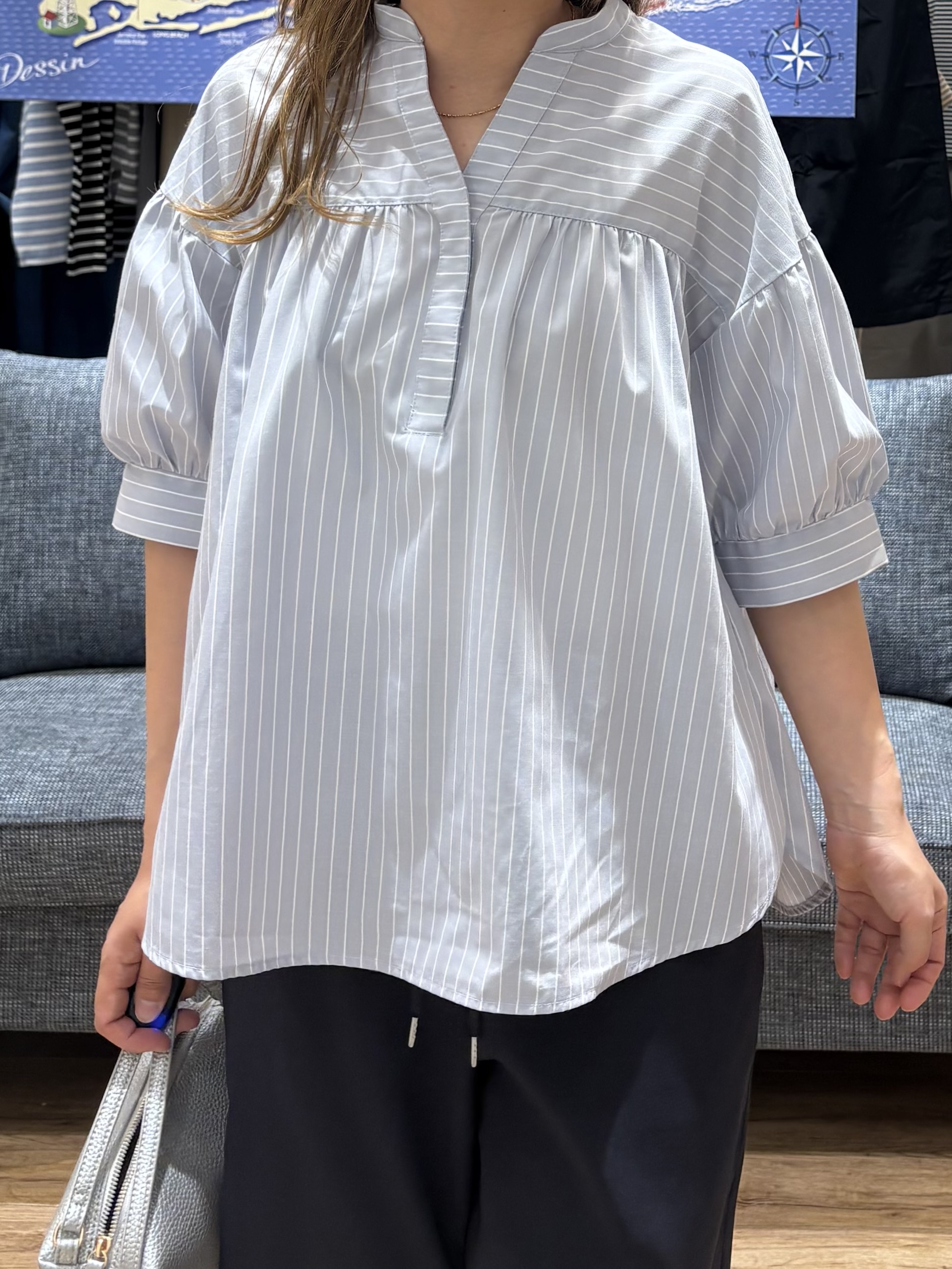 yuinaさんの「Dessin｜【洗える】ストライプスキッパーシャツ」を使ったコーディネート