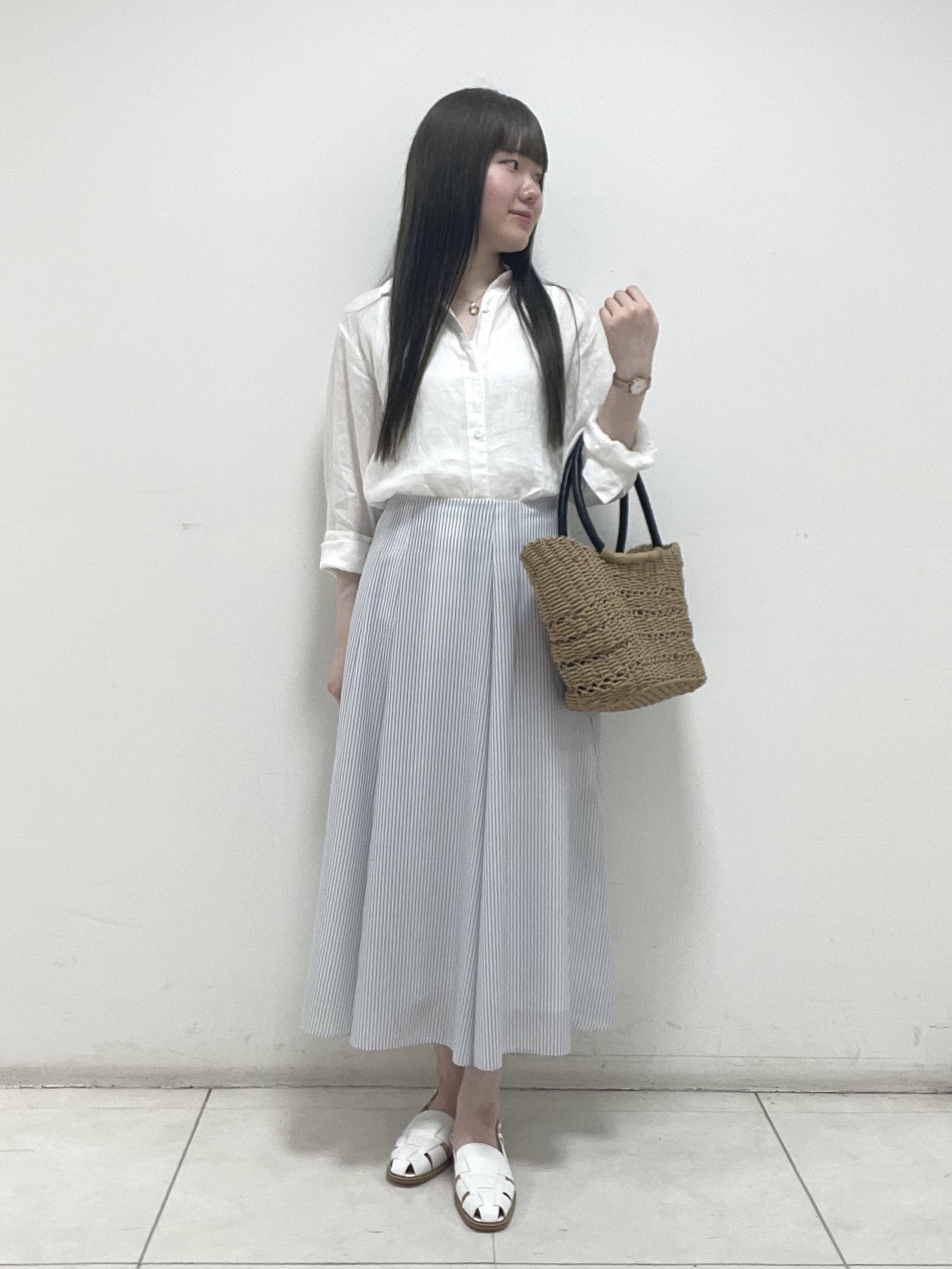 mさんの「INDIVI｜【接触冷感／2WAY】カシュクールリネンシャツ」を使ったコーディネート