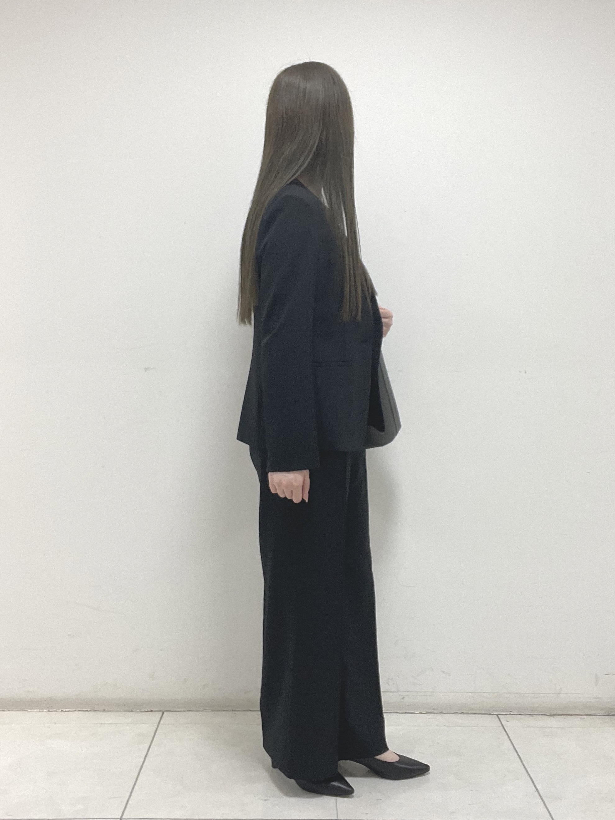 mさんの「INDIVI｜【定番スーツ／UVケア／洗える】ウール調ノーカラージャケット」を使ったコーディネート