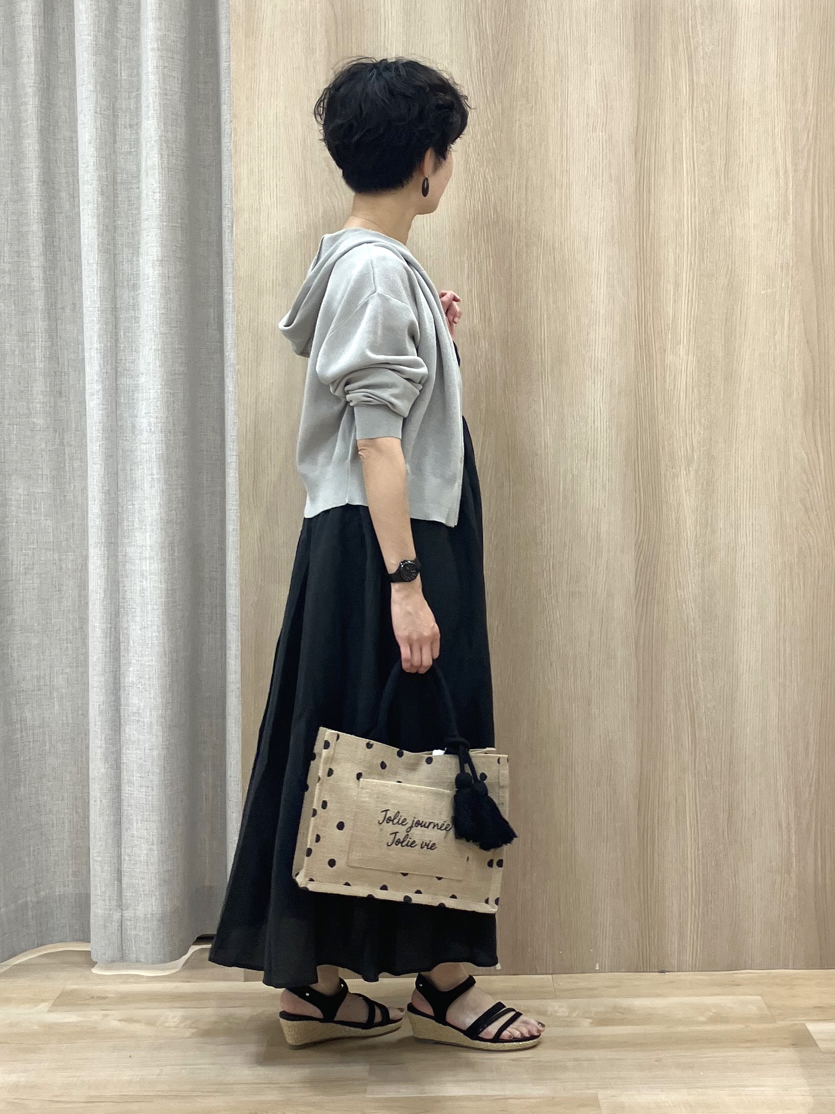 Keiさんの「grove｜【洗える】大人のシャーリングキャミワンピース」を使ったコーディネート