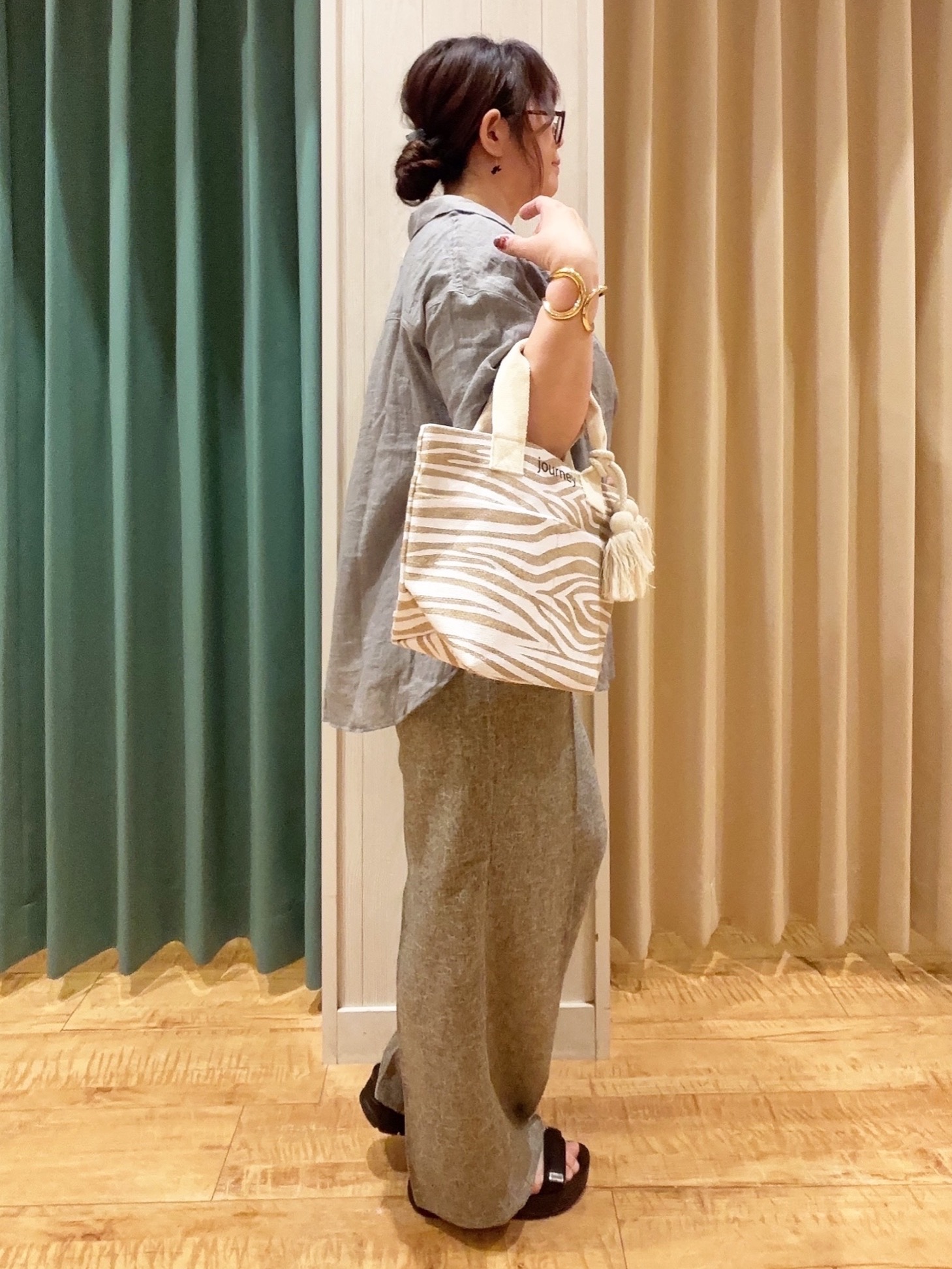 タガさんの「SHOO･LA･RUE｜【S-LL】ナチュラルに決まる 半袖シアーシャツジャケット」を使ったコーディネート