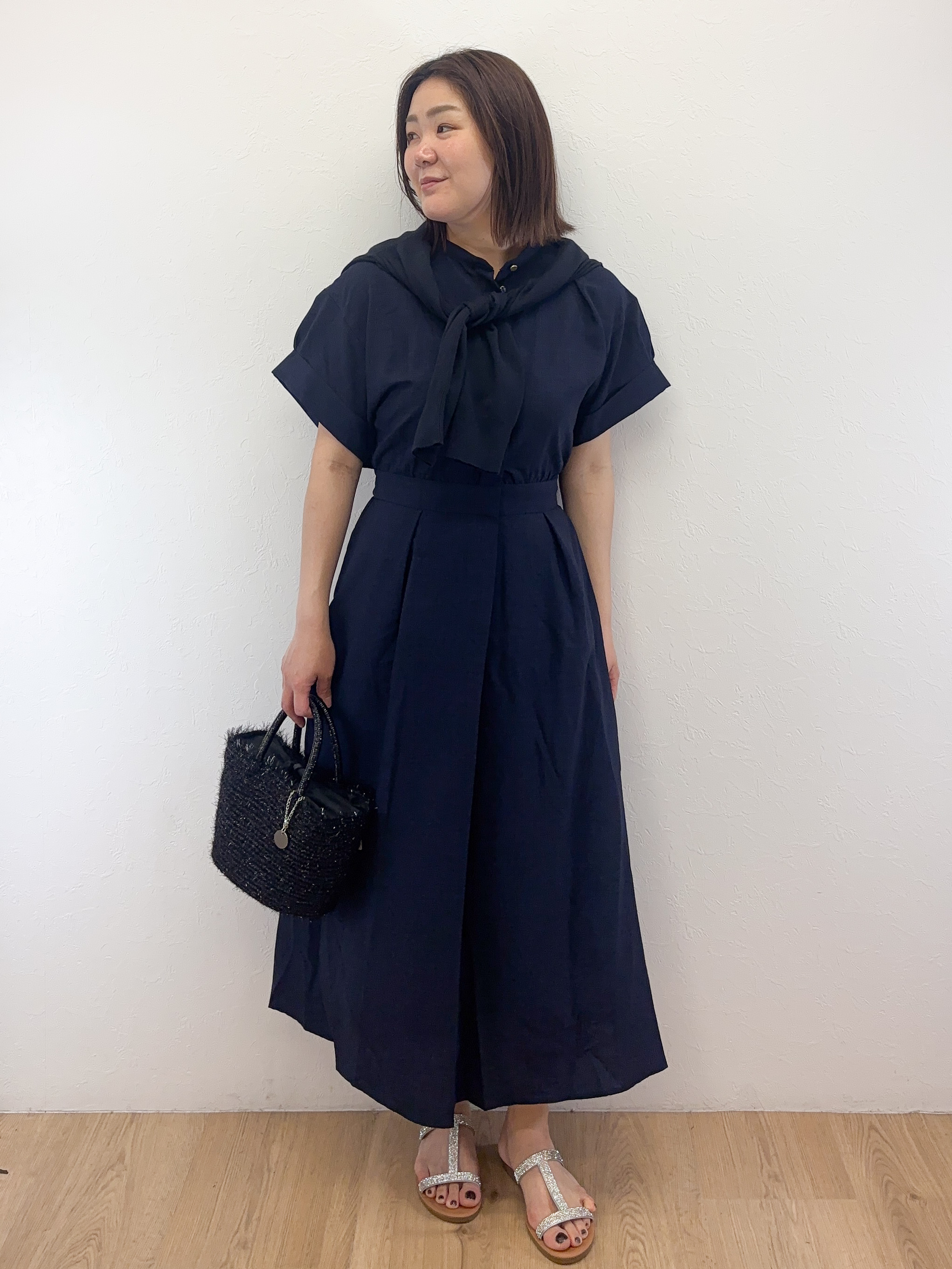 Takeさんの「OPAQUE.CLIP｜【接触冷感／吸水速乾】リネンライク シャツワンピース《洗濯機OK》」を使ったコーディネート