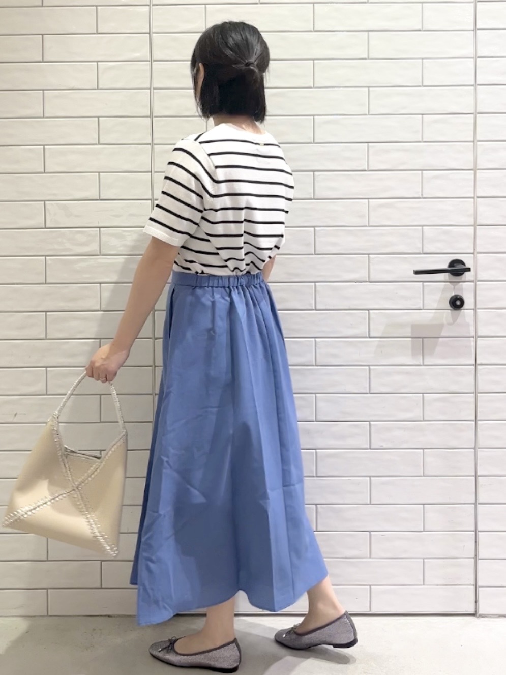 しおりさんの「OPAQUE.CLIP｜【UV】ハーフスリーブニット／オーガニックコットン混《洗濯機OK》」を使ったコーディネート