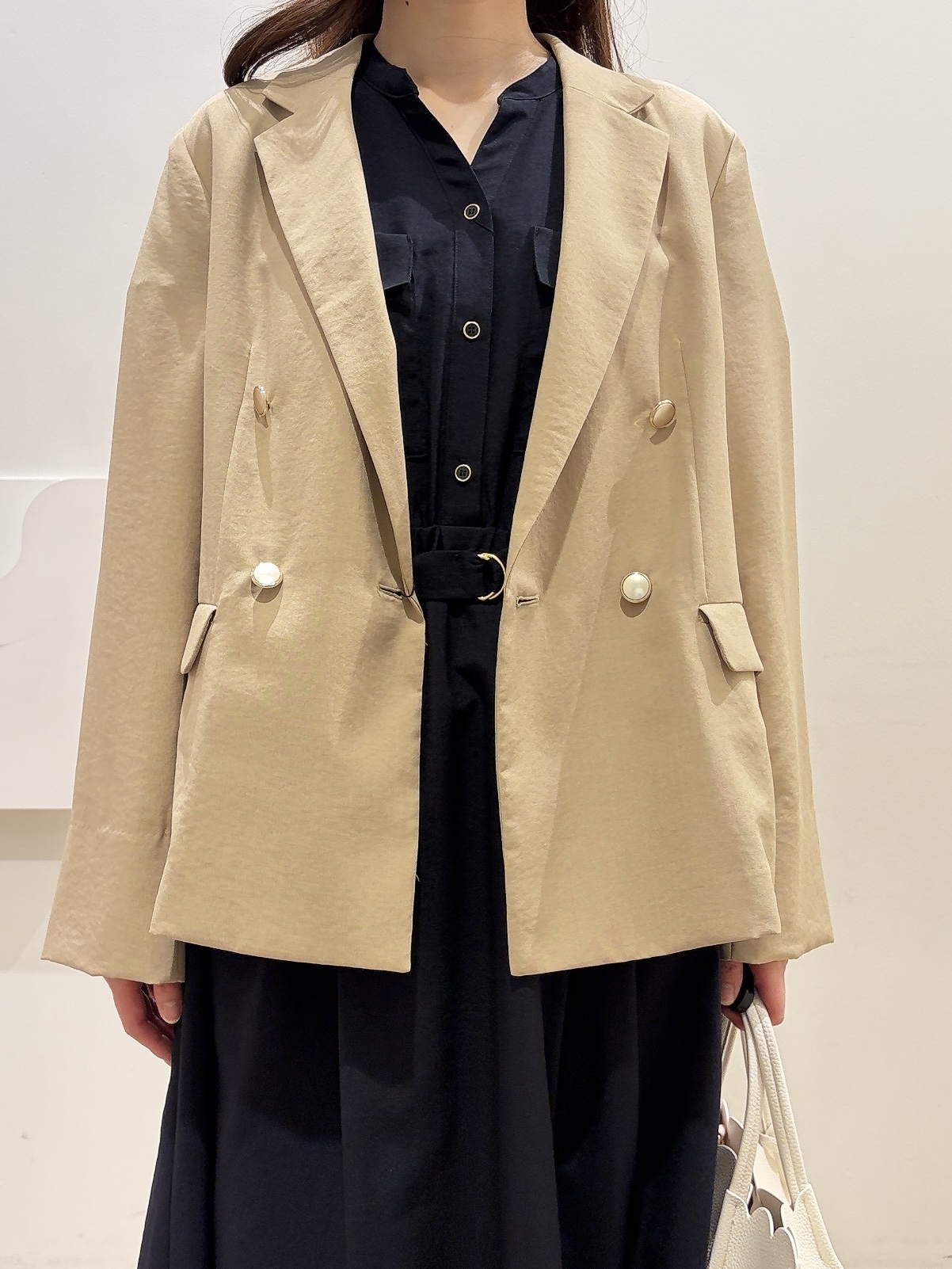 MOMOさんの「index｜《再入荷》ダブルブレストテーラードジャケット【接触冷感／吸水速乾／イージーアイロン／防シワ／洗濯機O」を使ったコーディネート