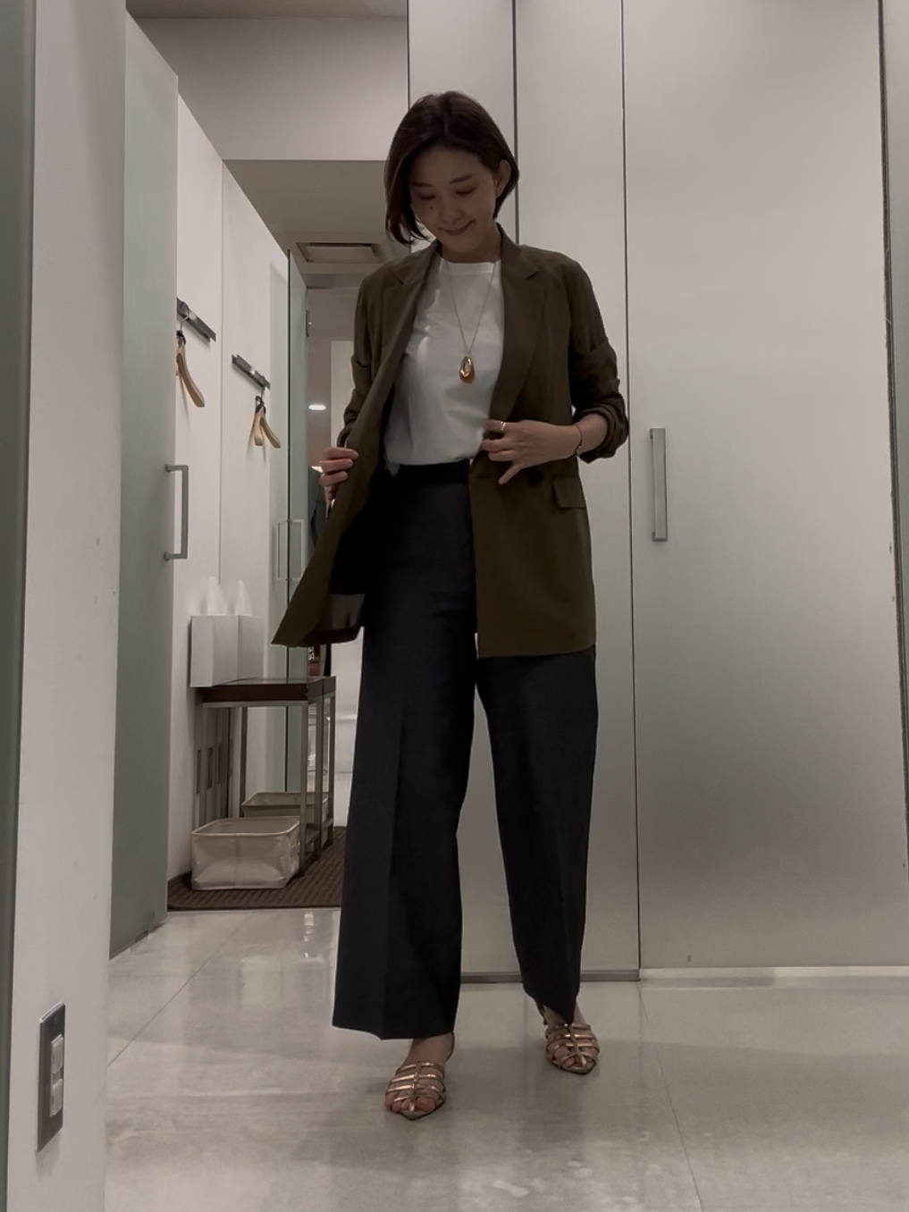 まどかさんの「UNTITLED｜◆【セットアップ可/接触冷感/通気性】ドライシアーダブルジャケット」を使ったコーディネート