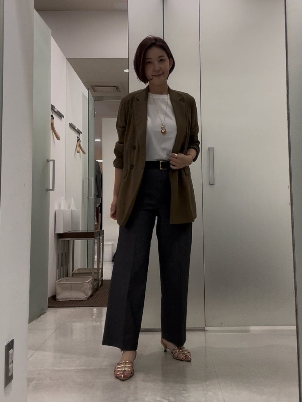 まどかさんの「UNTITLED｜◆【セットアップ可/接触冷感/通気性】ドライシアーダブルジャケット」を使ったコーディネート