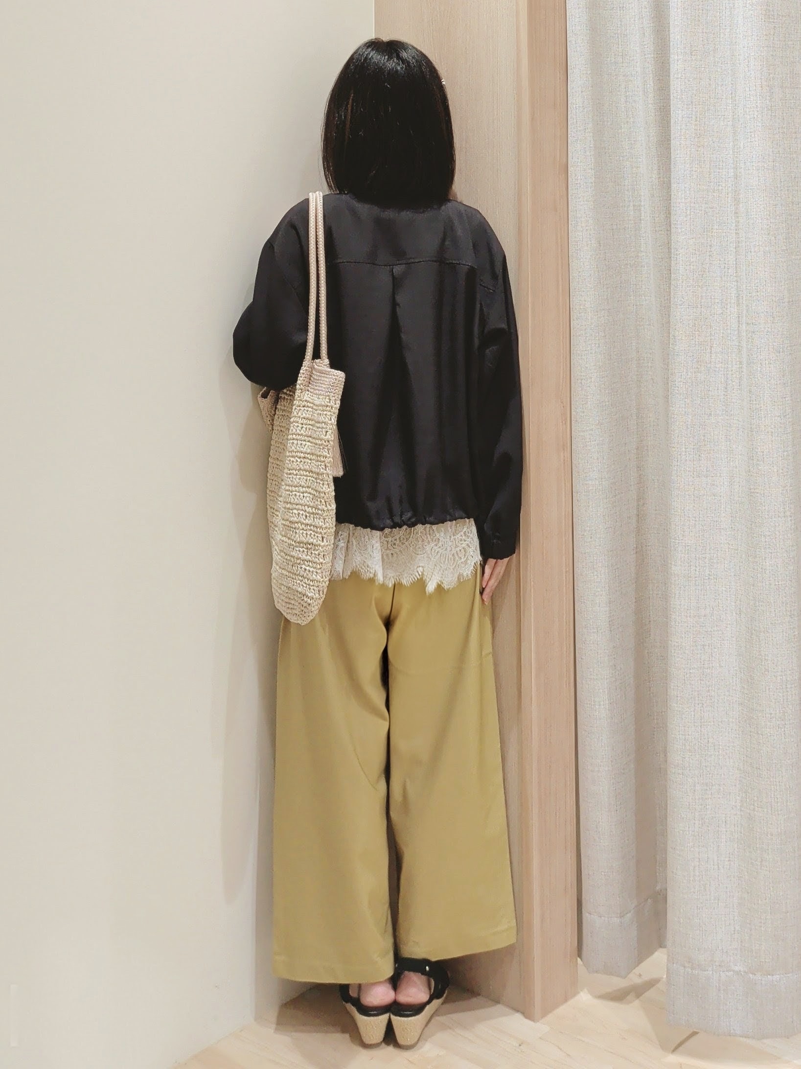 Yuiさんの「grove｜【洗える】麻調ノーカラーブルゾン」を使ったコーディネート