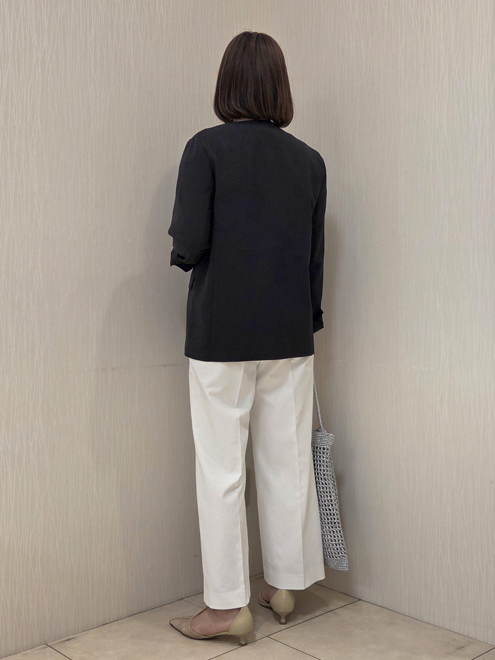 naokoさんの「UNTITLED｜◆【さらりと快適/セットアップ可/UV/接触冷感】スラブカラーレスジャケット」を使ったコーディネート