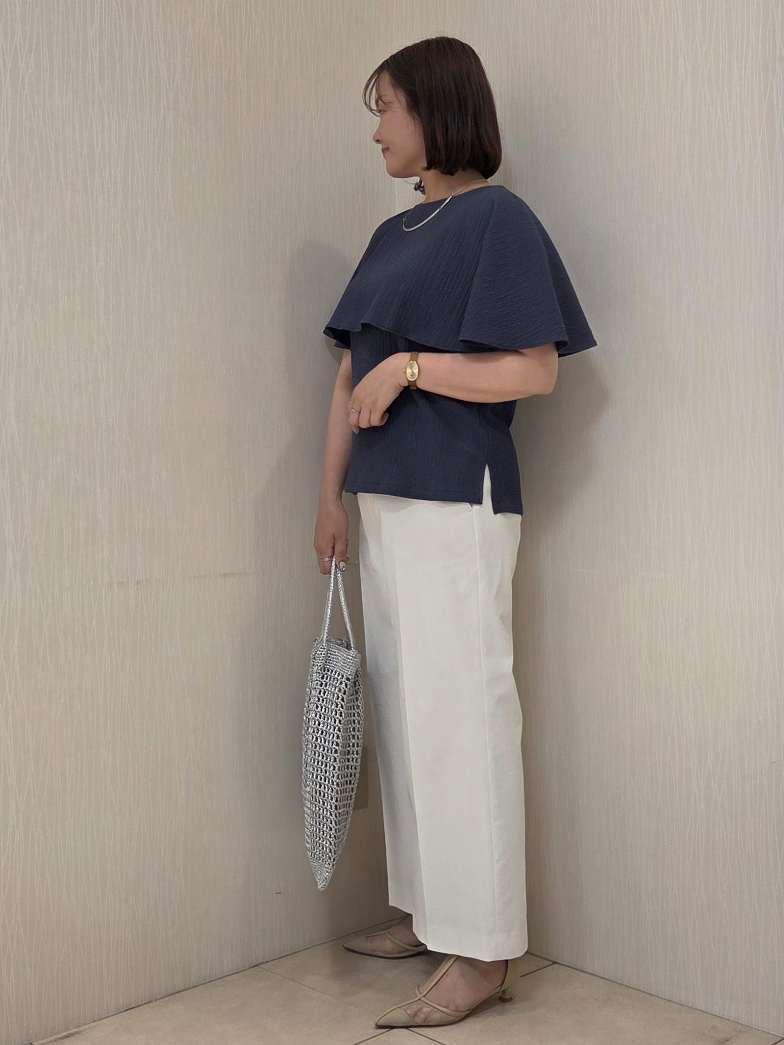 naokoさんの「UNTITLED｜◆【さらりと快適/セットアップ可/UV/接触冷感】スラブカラーレスジャケット」を使ったコーディネート