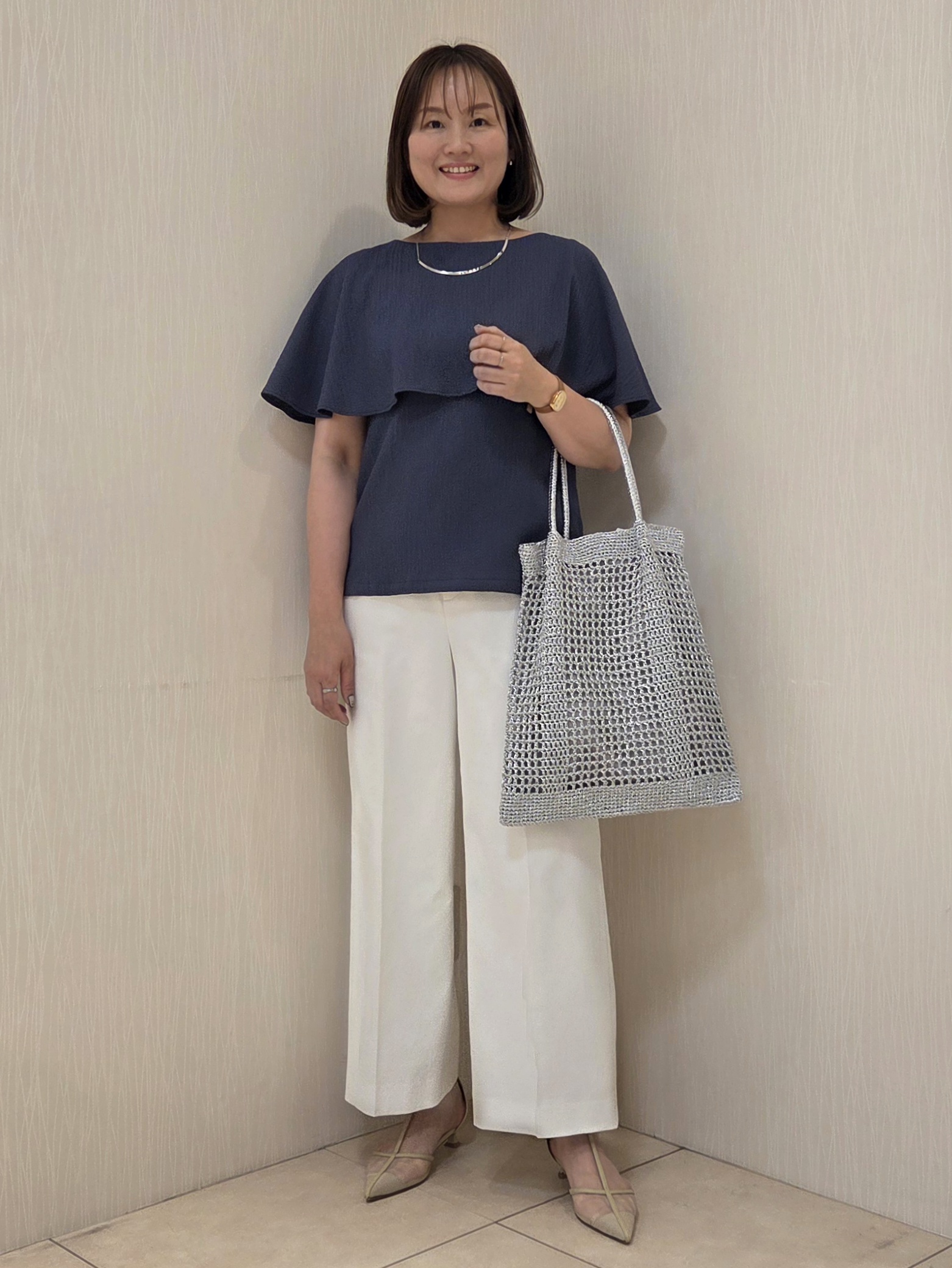 naokoさんの「UNTITLED｜◆【さらりと快適/セットアップ可/UV/接触冷感】スラブカラーレスジャケット」を使ったコーディネート