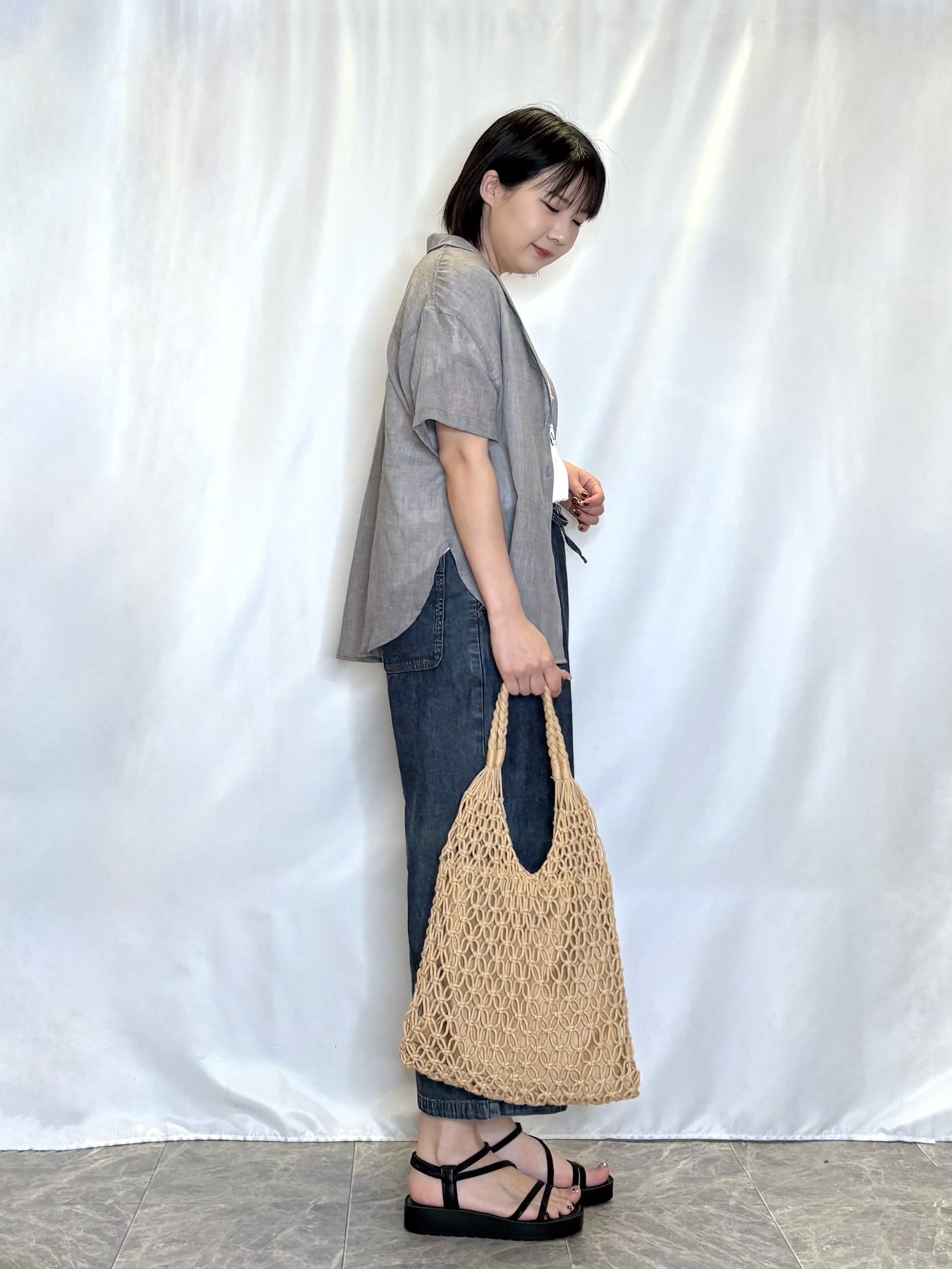 ネリさんの「SHOO･LA･RUE｜【S-LL】ナチュラルに決まる 半袖シアーシャツジャケット」を使ったコーディネート