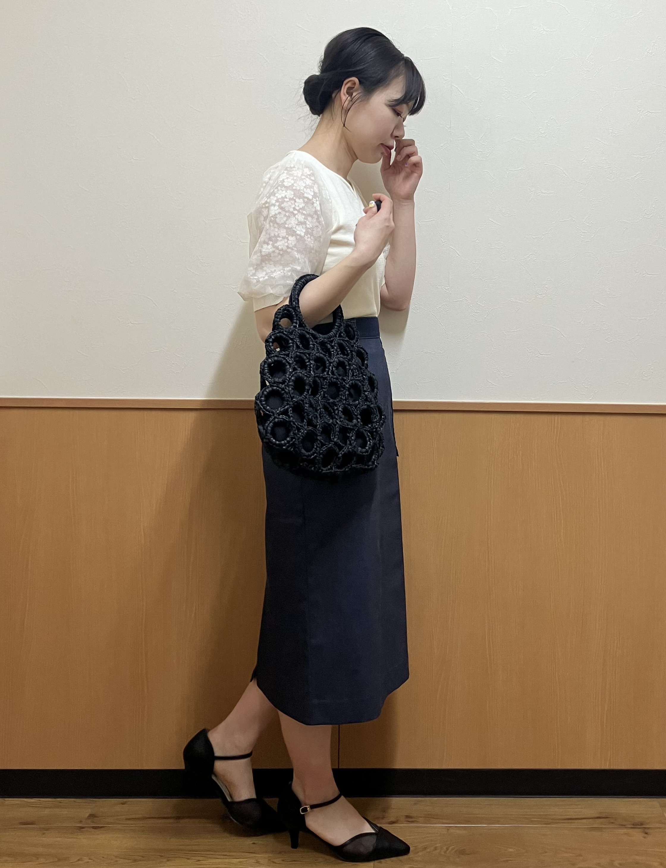 MAYUKIさんの「index｜【UVケア】レーススリーブハートネックニット《洗濯機OK／抗ピル／XS～LL》」を使ったコーディネート