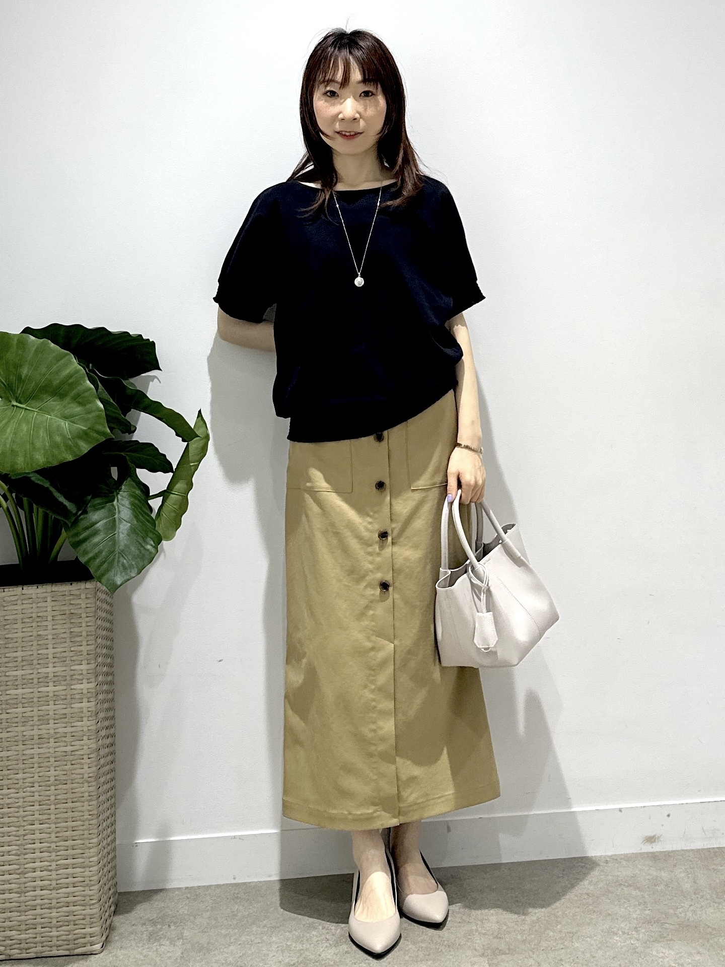 Miwaさんの「UNTITLED｜【接触冷感/汗染み防止/吸水速乾/UVカット】シャーリングプルオーバー」を使ったコーディネート