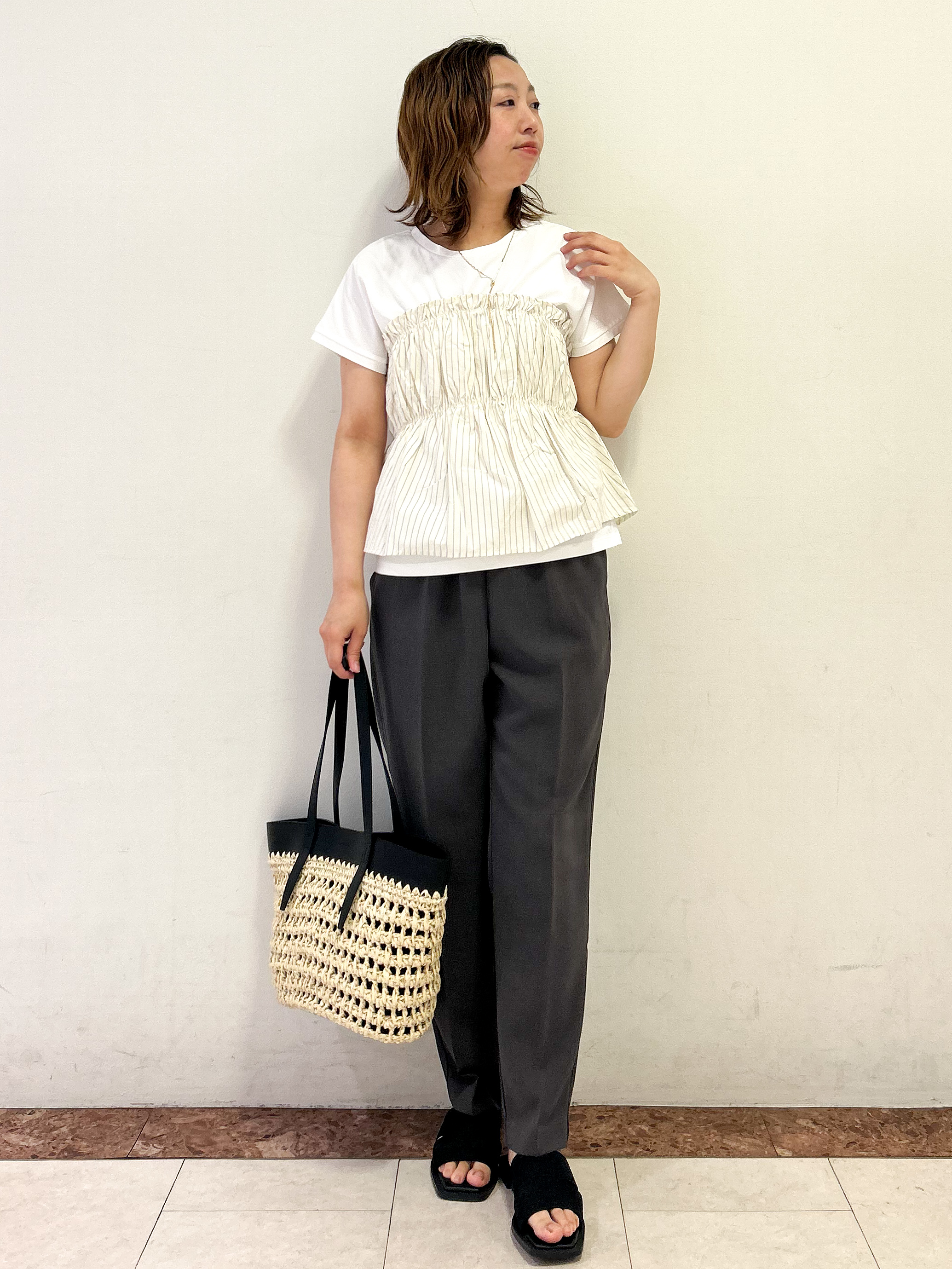 madokaさんの「OPAQUE.CLIP｜ビスチェドッキングTシャツ【洗濯機OK】」を使ったコーディネート