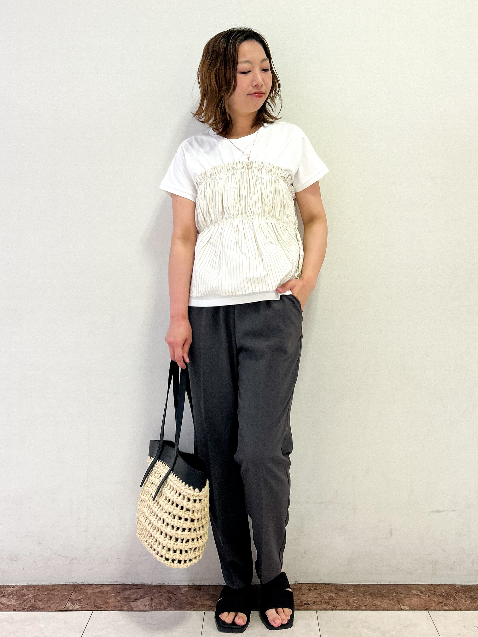 madokaさんの「OPAQUE.CLIP｜ビスチェドッキングTシャツ【洗濯機OK】」を使ったコーディネート