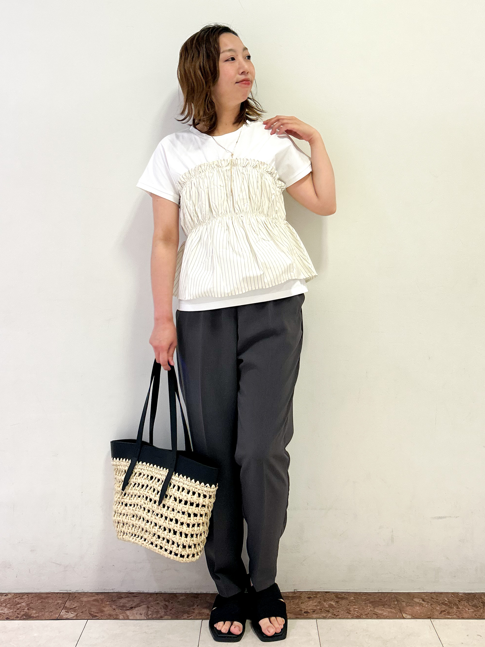 madokaさんの「OPAQUE.CLIP｜ビスチェドッキングTシャツ【洗濯機OK】」を使ったコーディネート