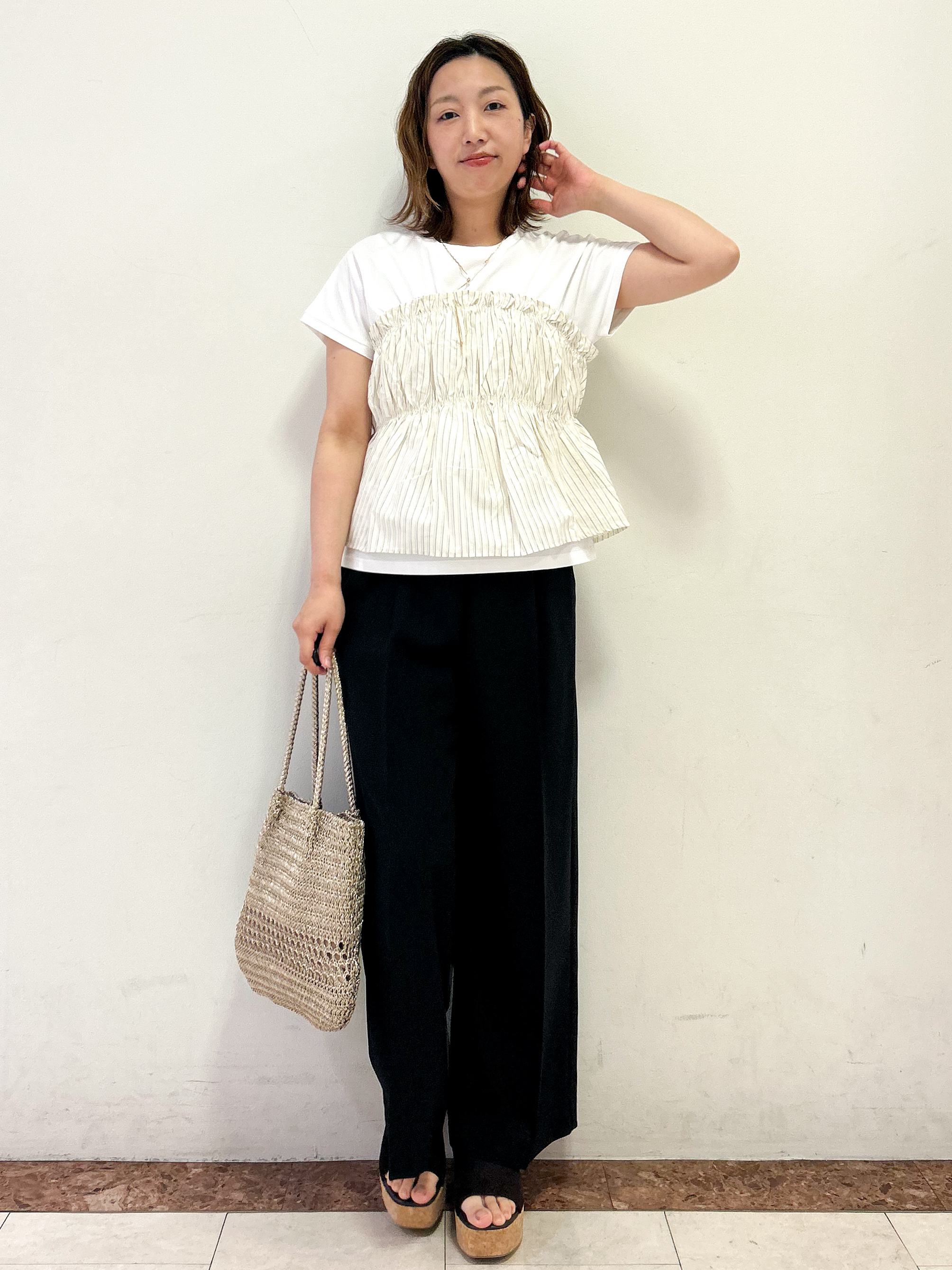 madokaさんの「OPAQUE.CLIP｜ビスチェドッキングTシャツ【洗濯機OK】」を使ったコーディネート
