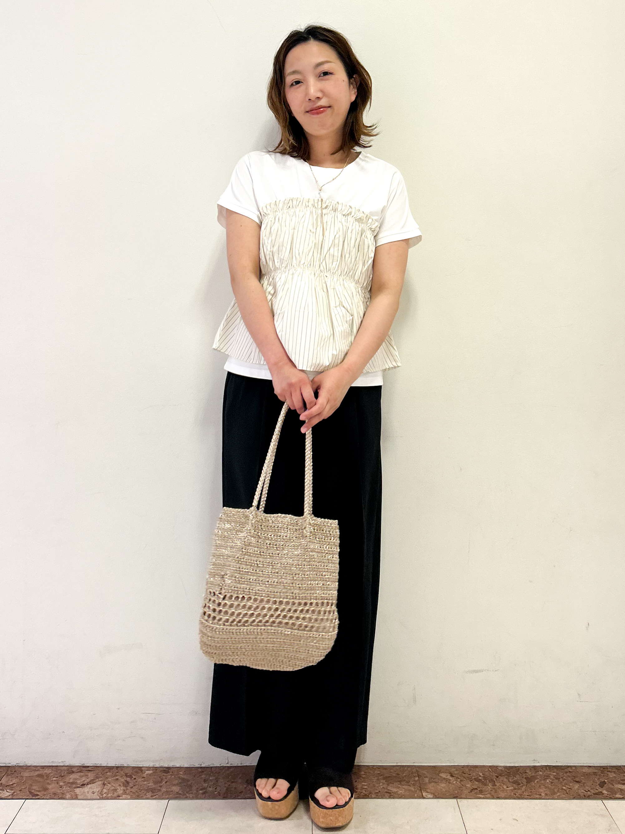 madokaさんの「OPAQUE.CLIP｜ビスチェドッキングTシャツ【洗濯機OK】」を使ったコーディネート