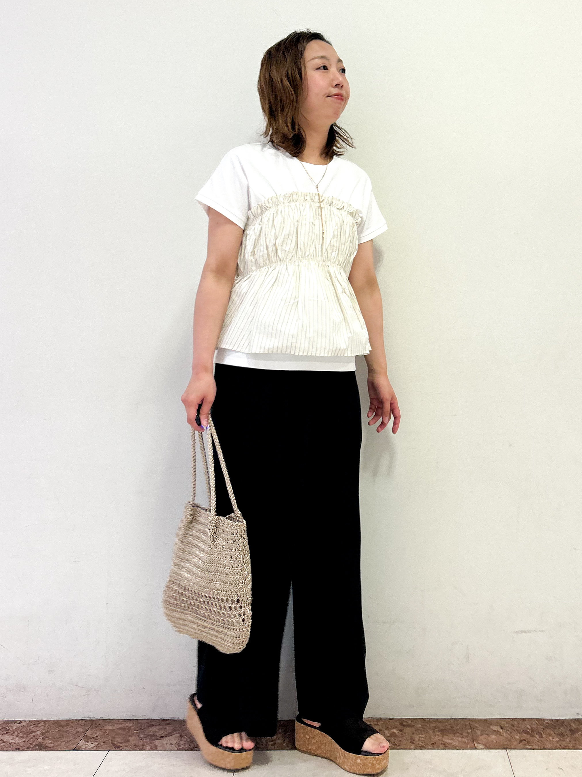 madokaさんの「OPAQUE.CLIP｜ビスチェドッキングTシャツ【洗濯機OK】」を使ったコーディネート