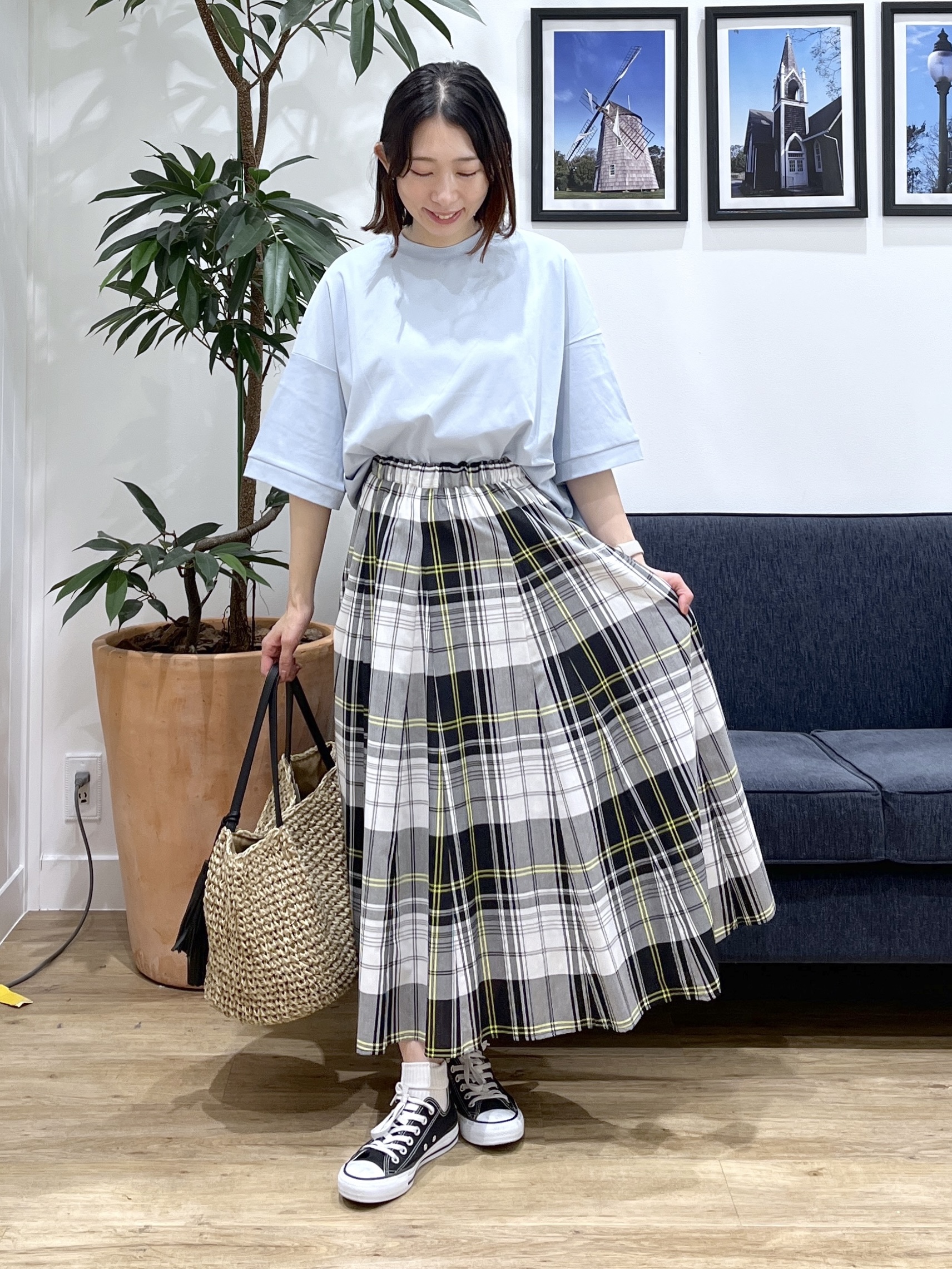 canaさんの「Dessin｜【体型カバー】美光沢カットソーボクシーシルエット」を使ったコーディネート