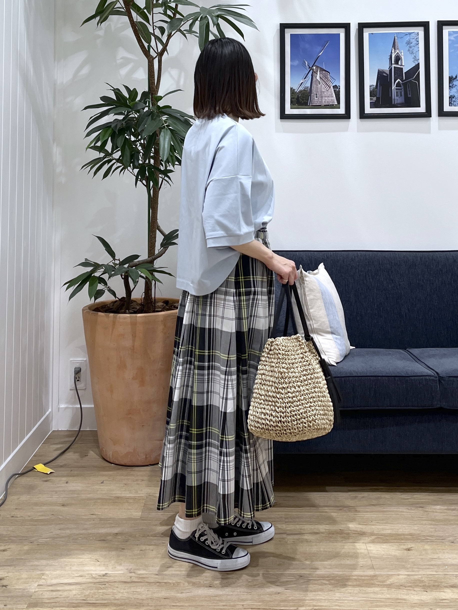 canaさんの「Dessin｜【体型カバー】美光沢カットソーボクシーシルエット」を使ったコーディネート