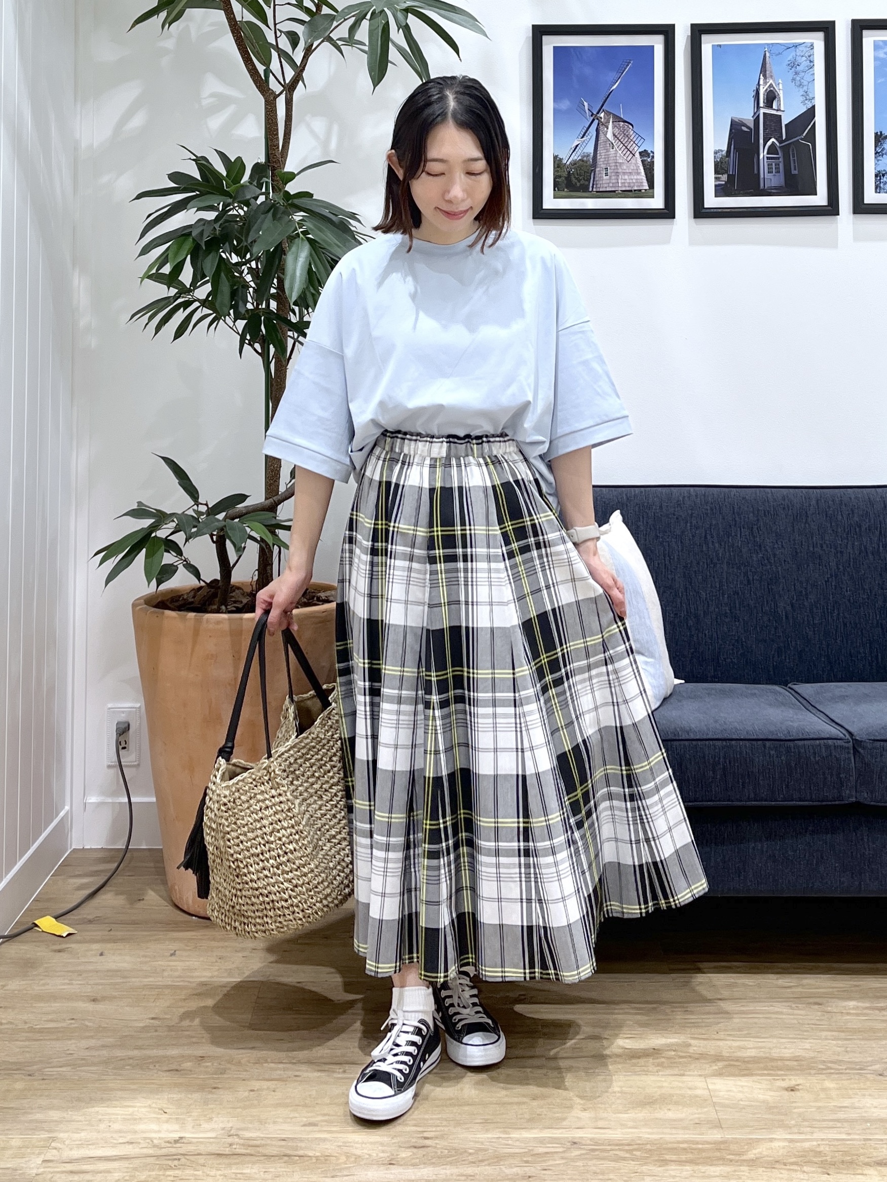 canaさんの「Dessin｜【体型カバー】美光沢カットソーボクシーシルエット」を使ったコーディネート