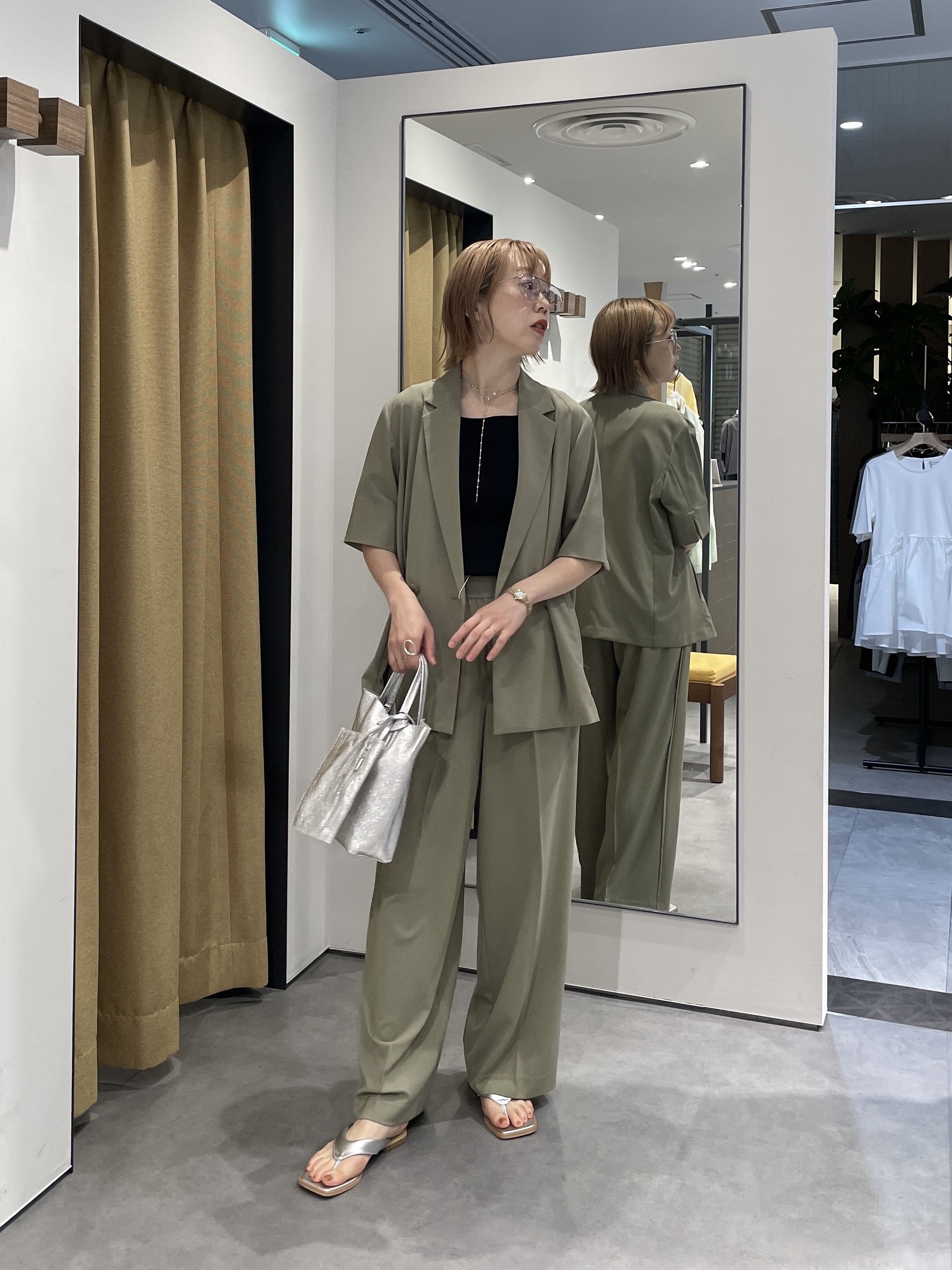 mikuさんの「INDIVI｜Comfy SET UP｜ハーフスリーブジャケット【セットアップ対応／通勤／接触冷感／UVカット】」を使ったコーディネート